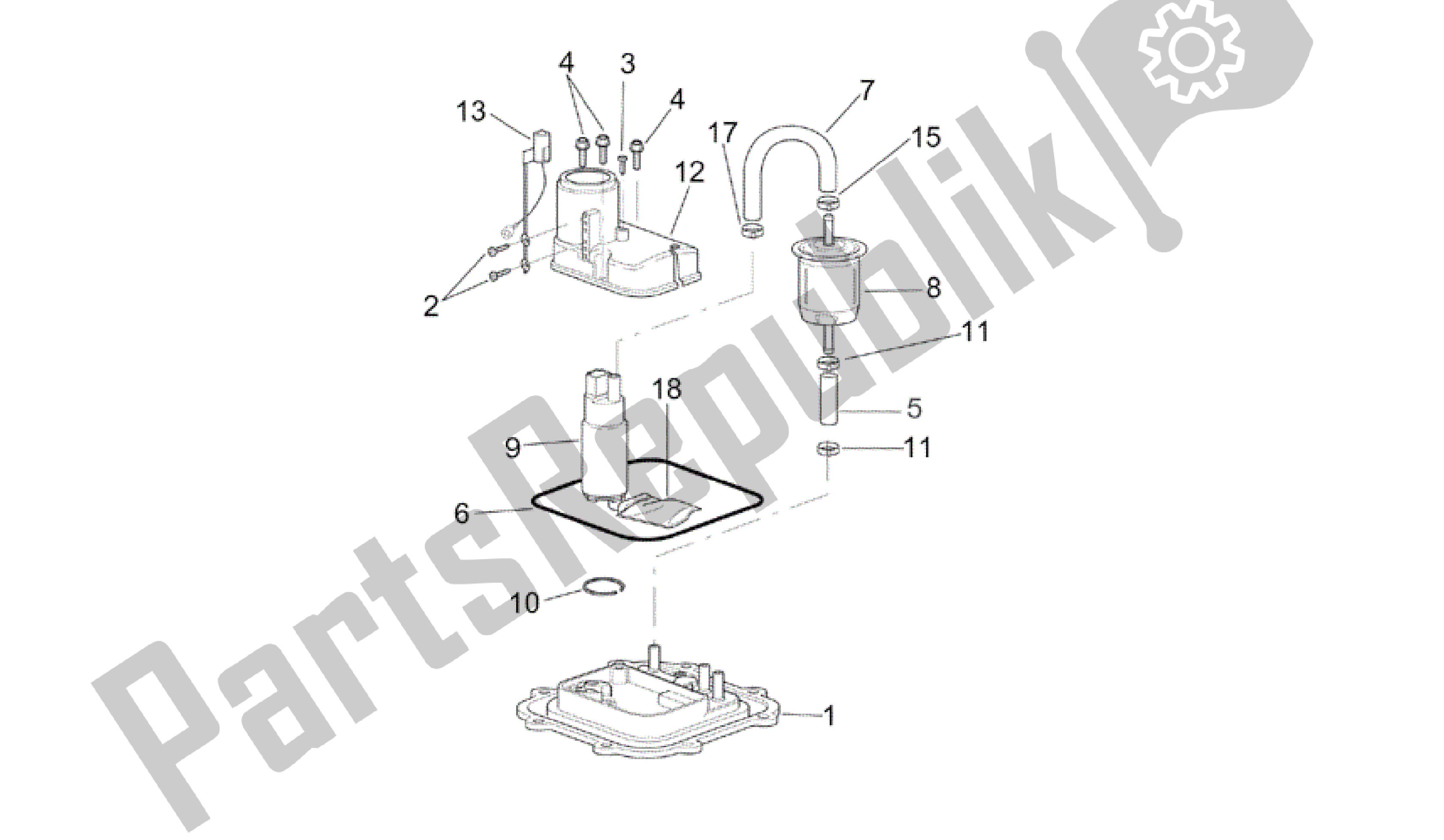 Toutes les pièces pour le Pompe à Carburant I du Aprilia RSV Tuono R Factory 1000 2004 - 2005