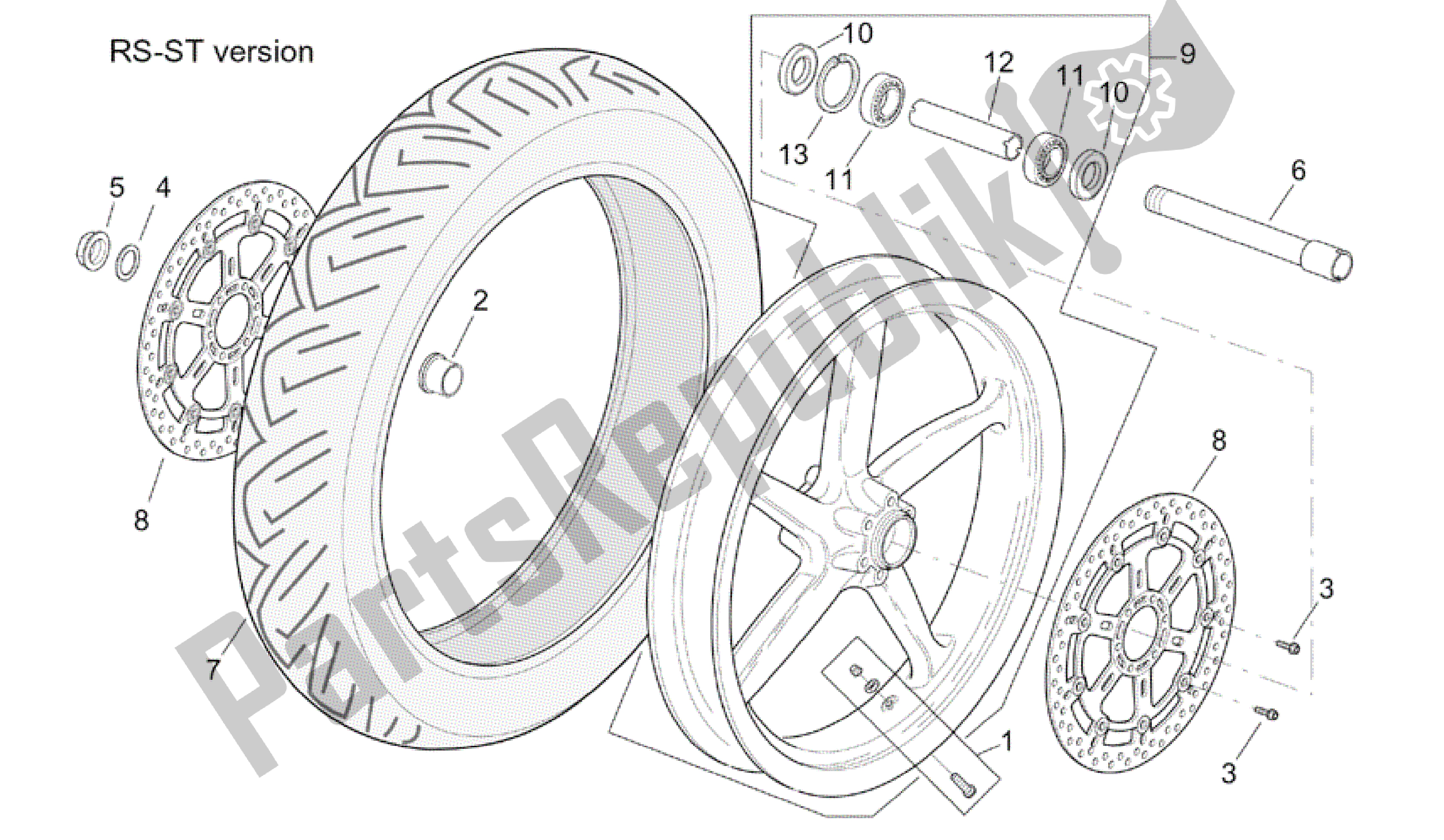 Toutes les pièces pour le Roue Avant Version St-rs du Aprilia RSV Tuono R Factory 1000 2004 - 2005