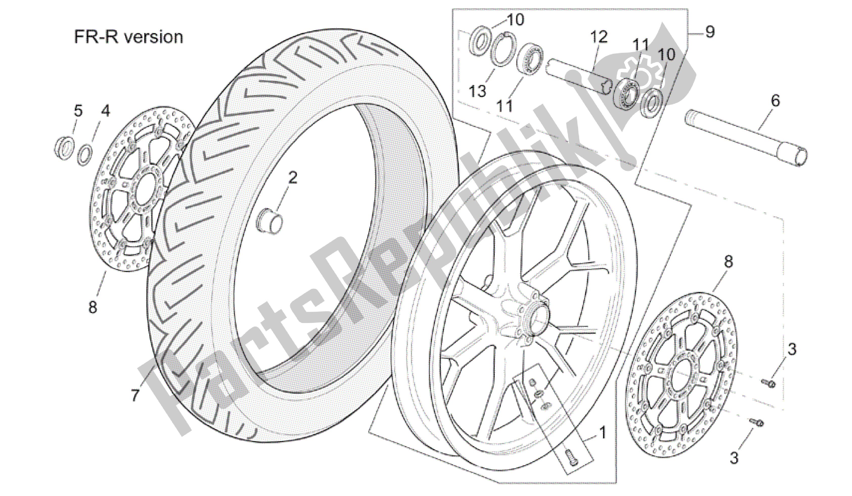 Wszystkie części do Przednie Ko? O W Wersji R-rf Aprilia RSV Tuono R Factory 1000 2004 - 2005