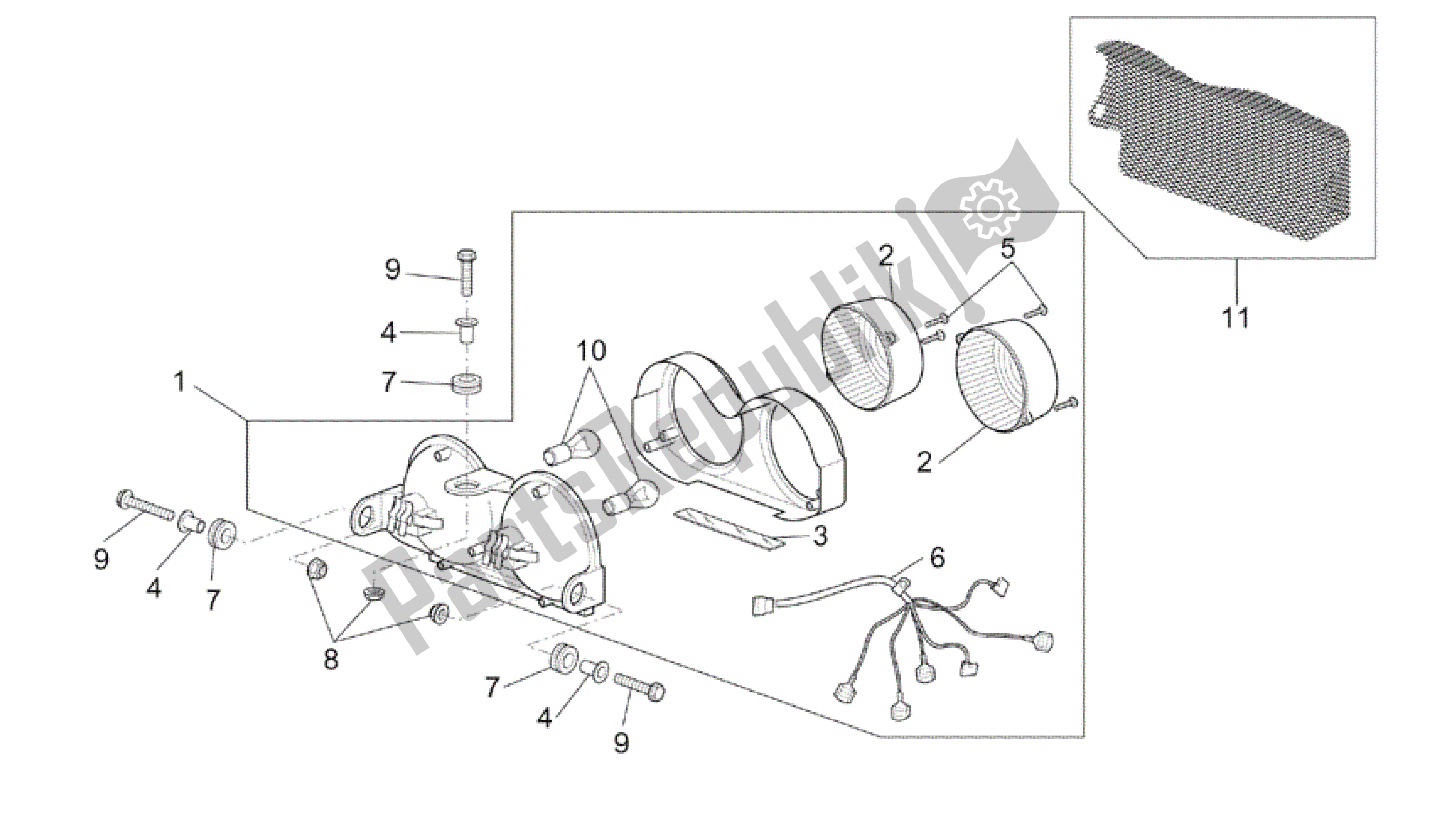 Todas las partes para Luz De La Cola de Aprilia RSV Tuono RS 1000 2004 - 2005