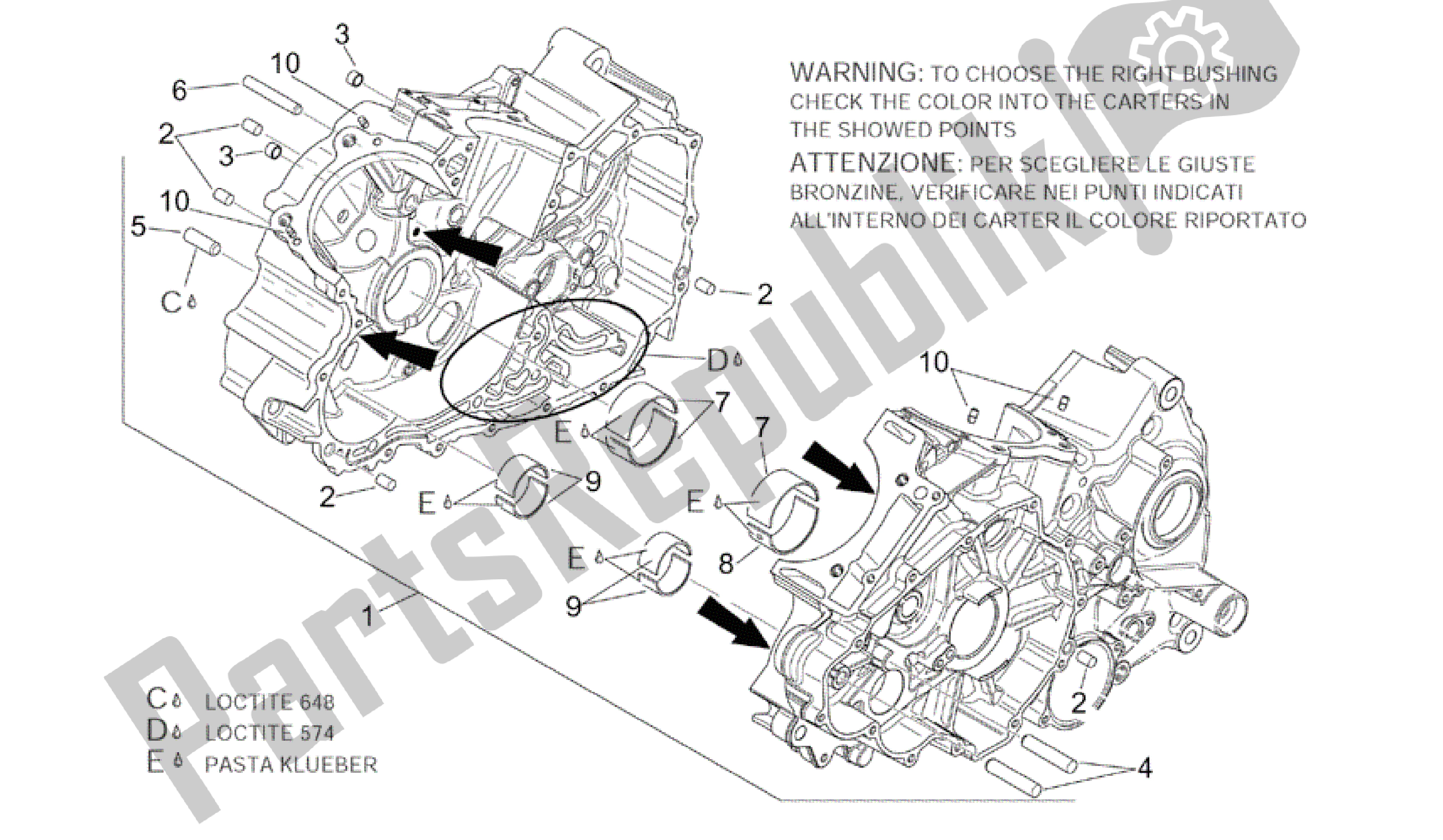 All parts for the Crankcases I of the Aprilia RSV Tuono RS 1000 2004 - 2005