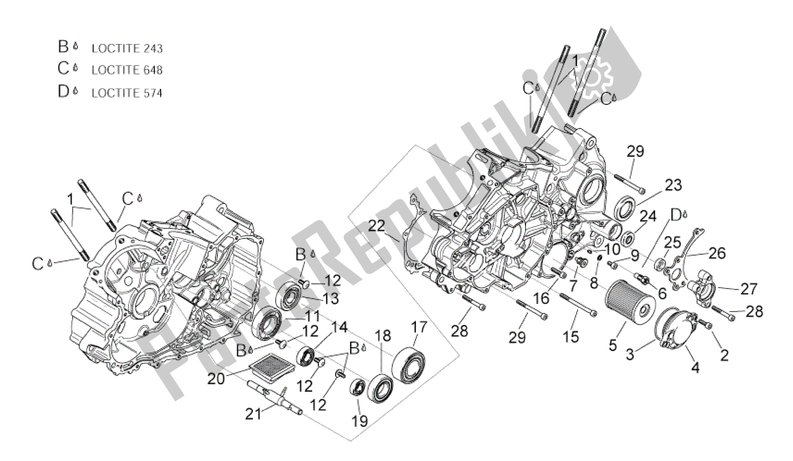 Wszystkie części do Skrzynie Korbowe Ii Aprilia RSV Tuono RS 1000 2004 - 2005