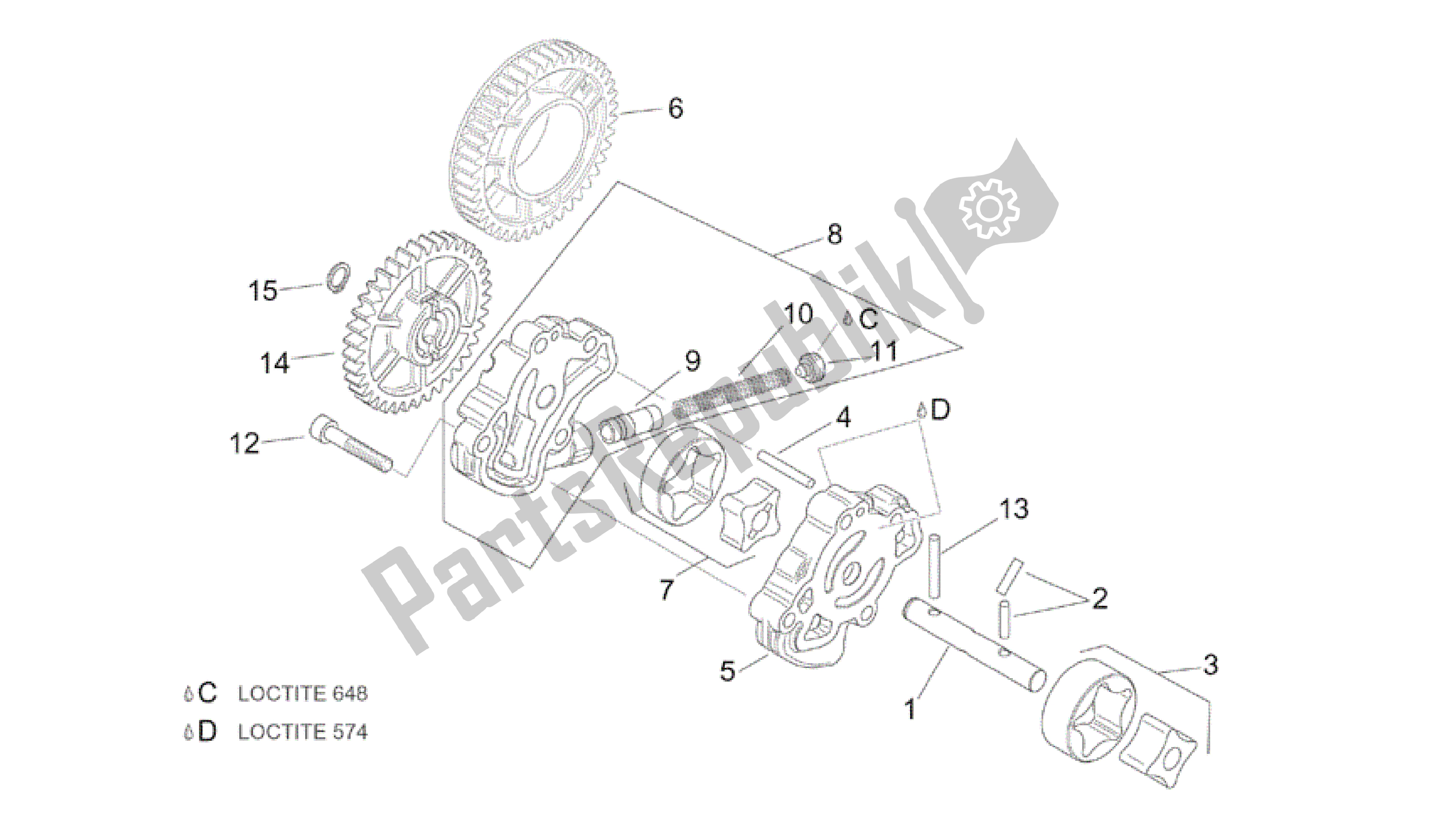 All parts for the Oil Pump of the Aprilia RSV Tuono RS 1000 2004 - 2005