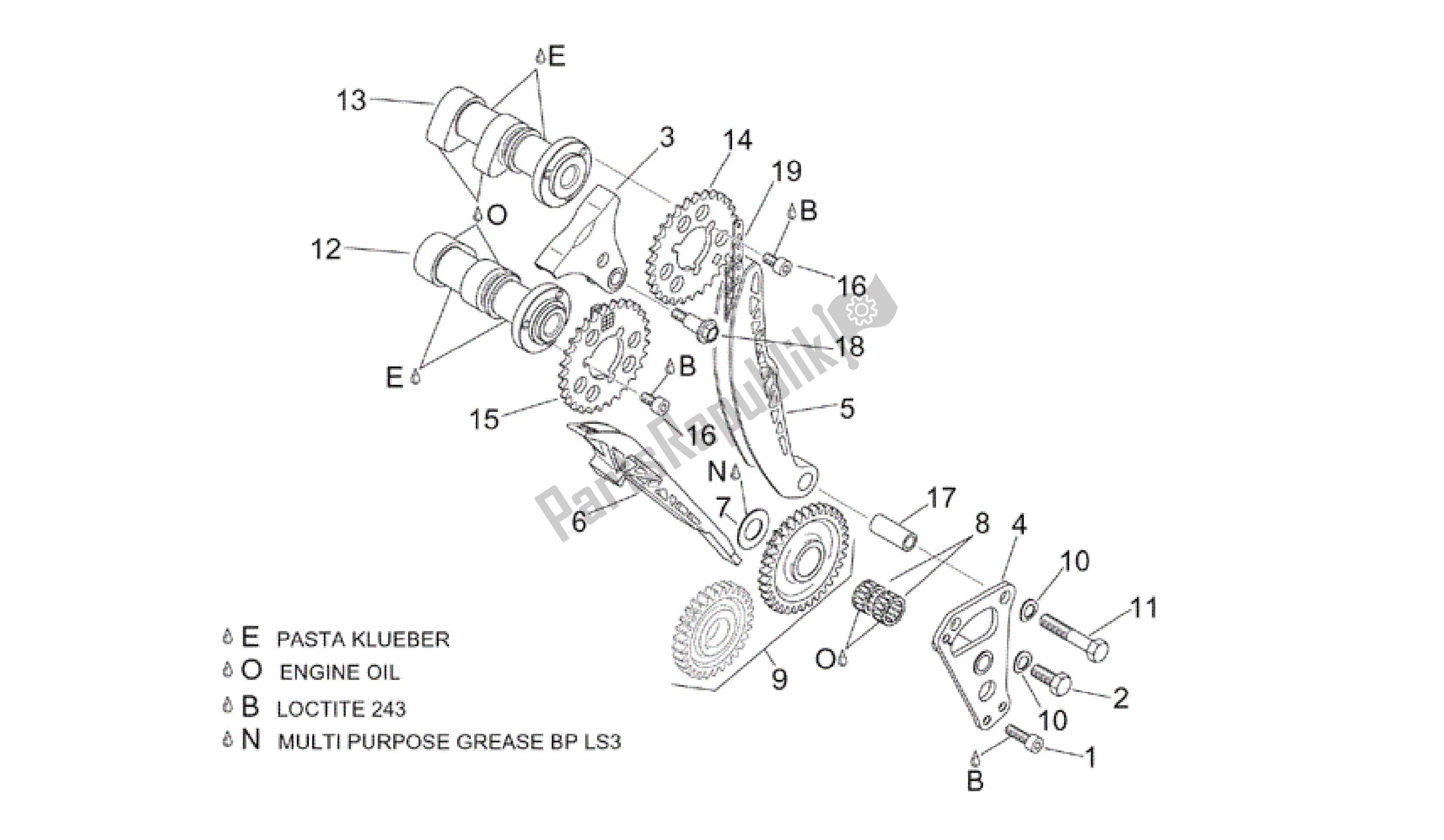 Alle Teile für das Vorderes Zylindersteuerungssystem des Aprilia RSV Tuono RS 1000 2004 - 2005