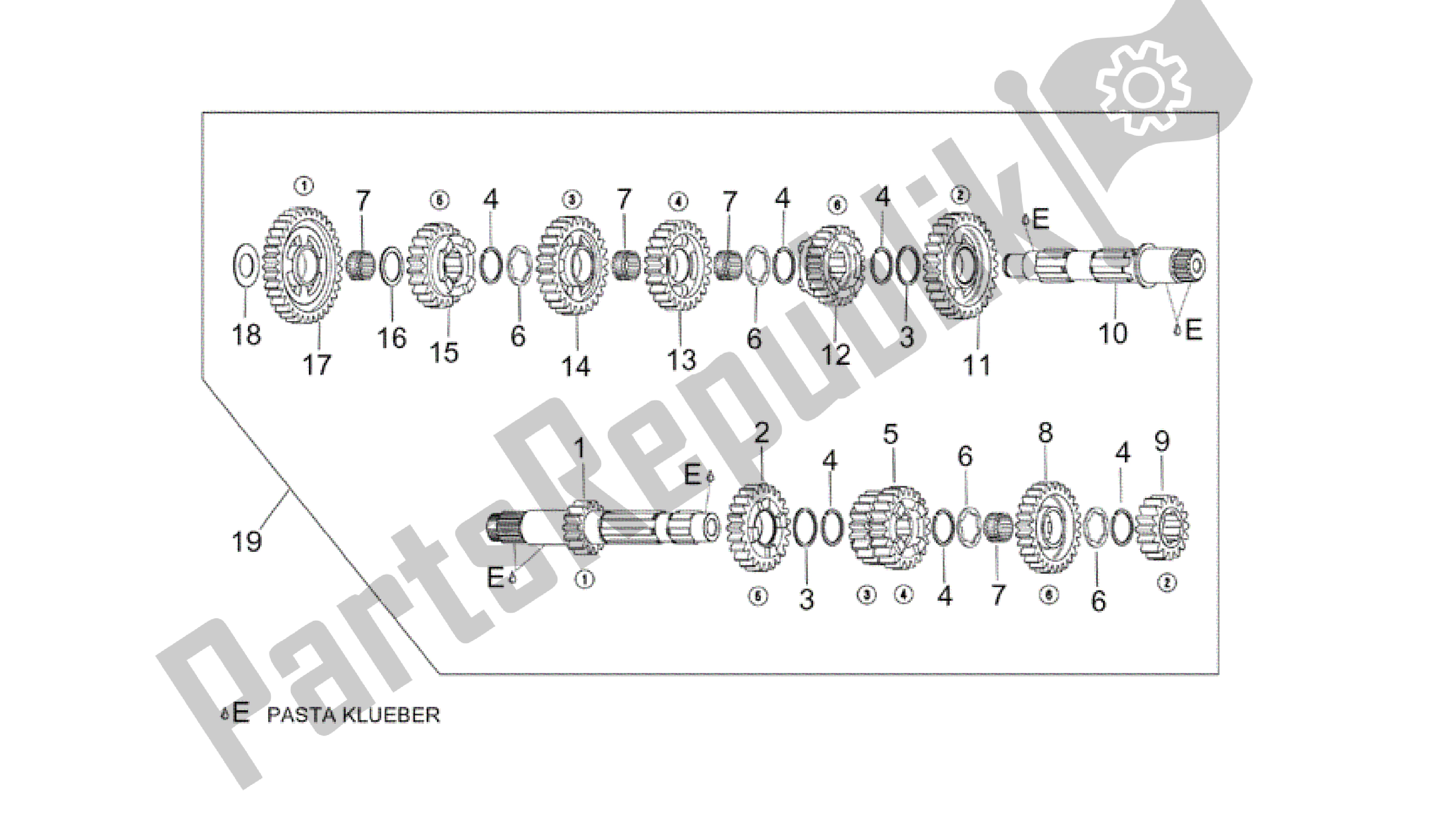 Todas as partes de Caixa De Velocidade do Aprilia RSV Tuono RS 1000 2004 - 2005