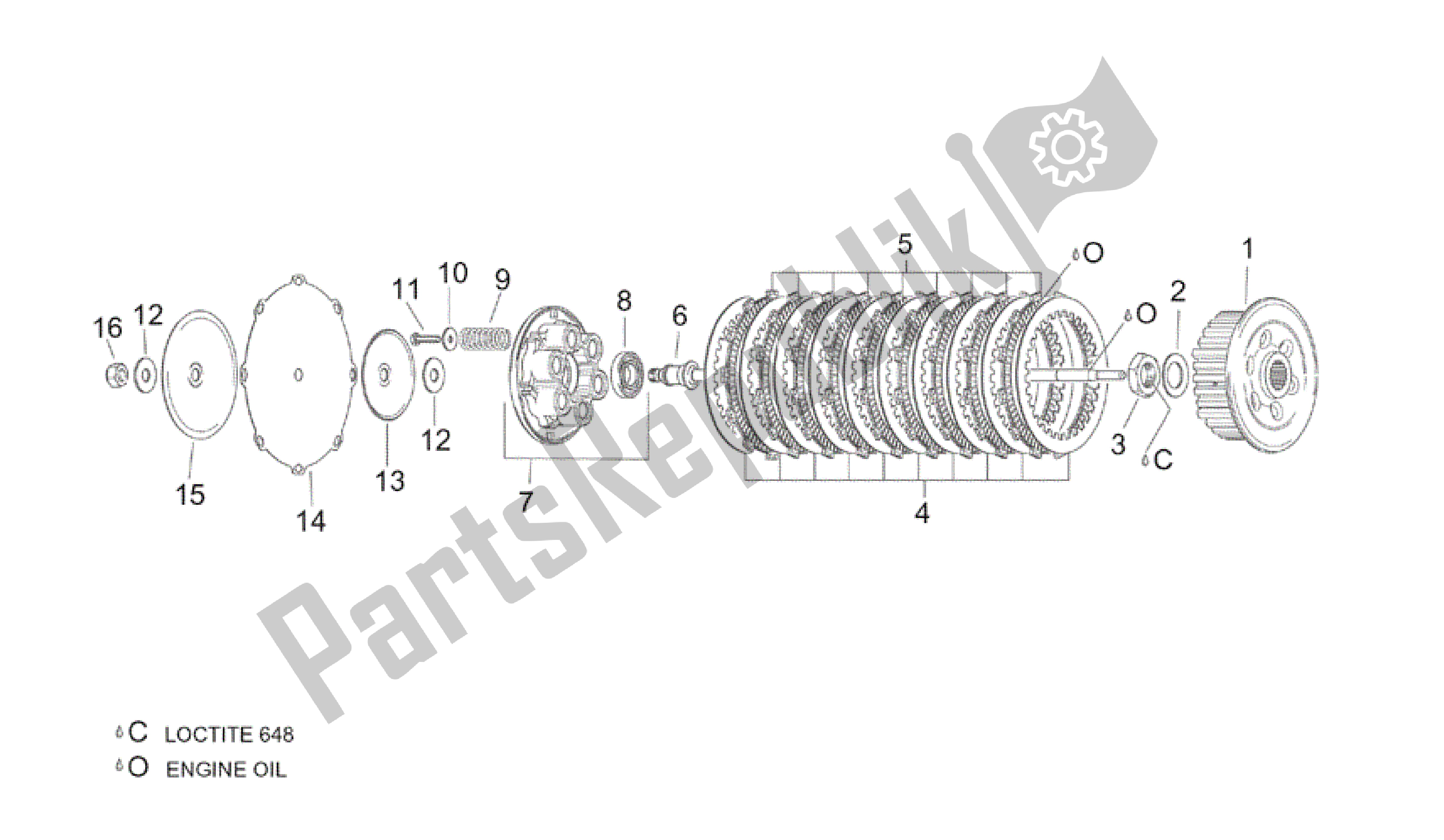 Tutte le parti per il Frizione I del Aprilia RSV Tuono RS 1000 2004 - 2005