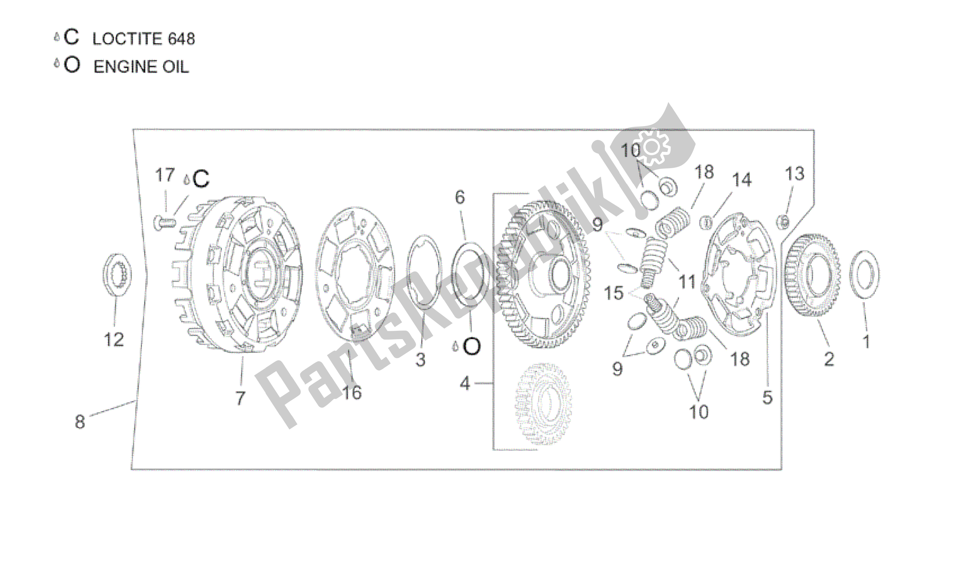 Toutes les pièces pour le Embrayage Ii du Aprilia RSV Tuono RS 1000 2004 - 2005