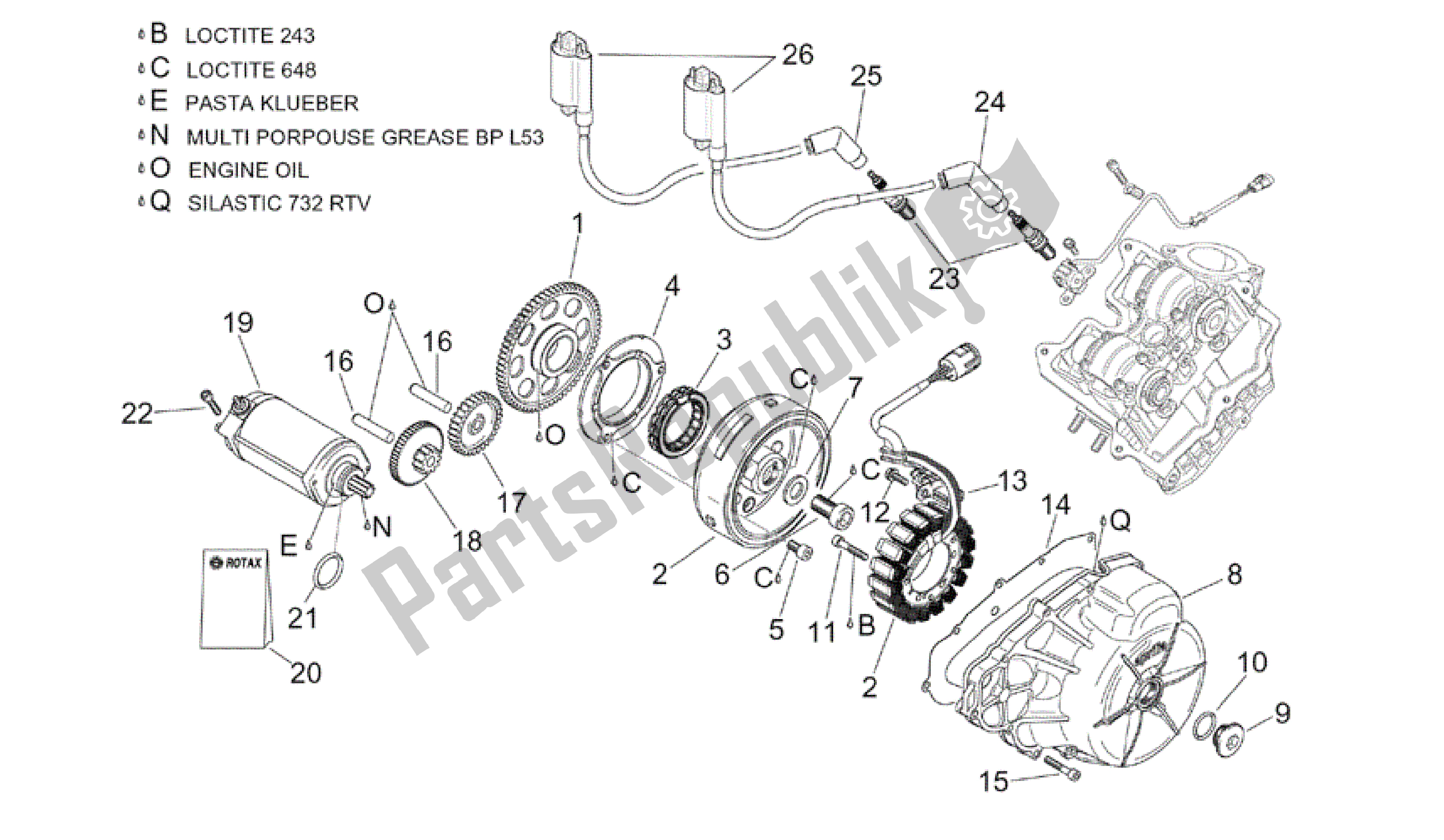 Alle onderdelen voor de Ontstekingseenheid van de Aprilia RSV Tuono RS 1000 2004 - 2005