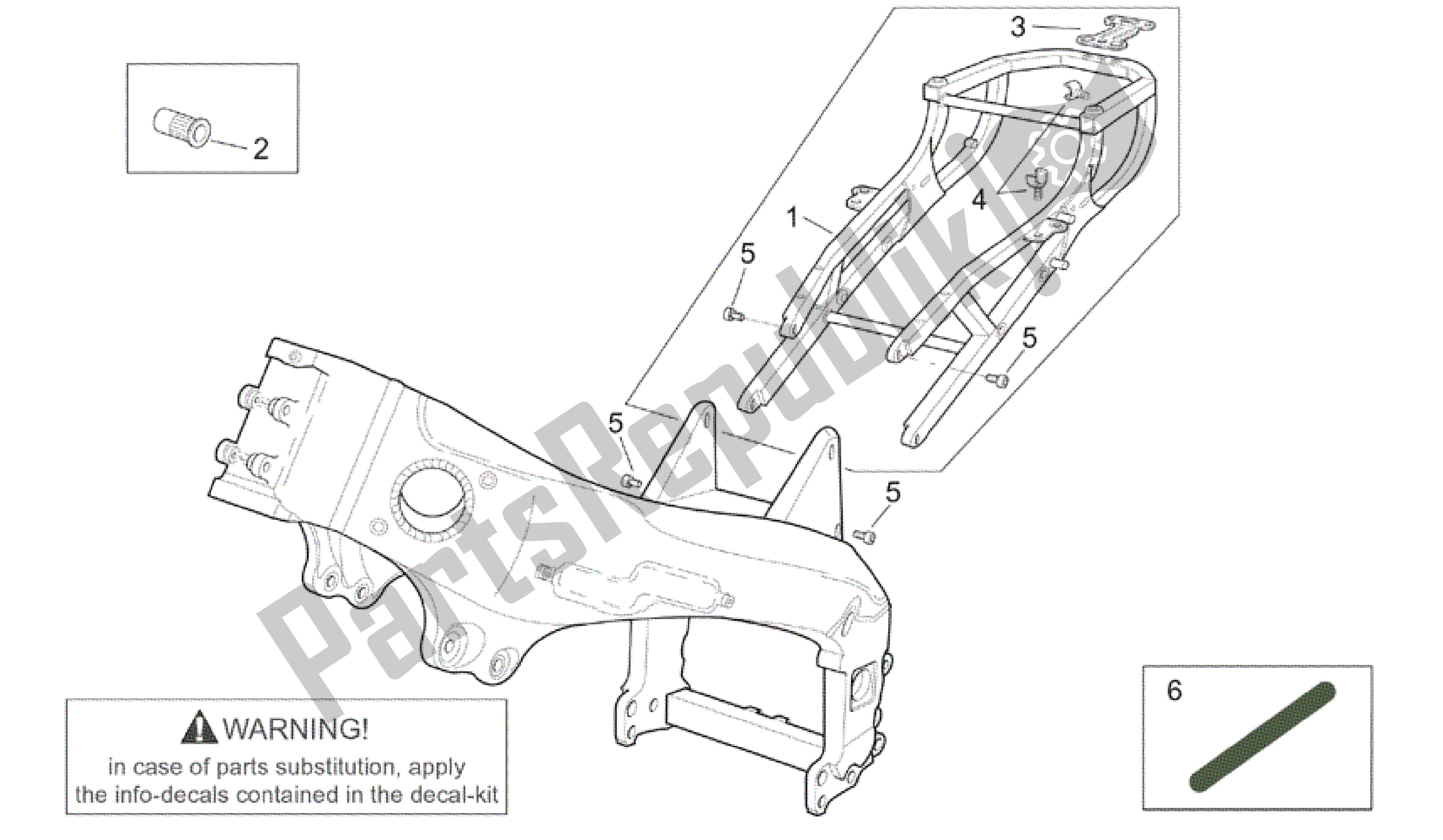Alle onderdelen voor de Kader I van de Aprilia RSV Tuono RS 1000 2004 - 2005
