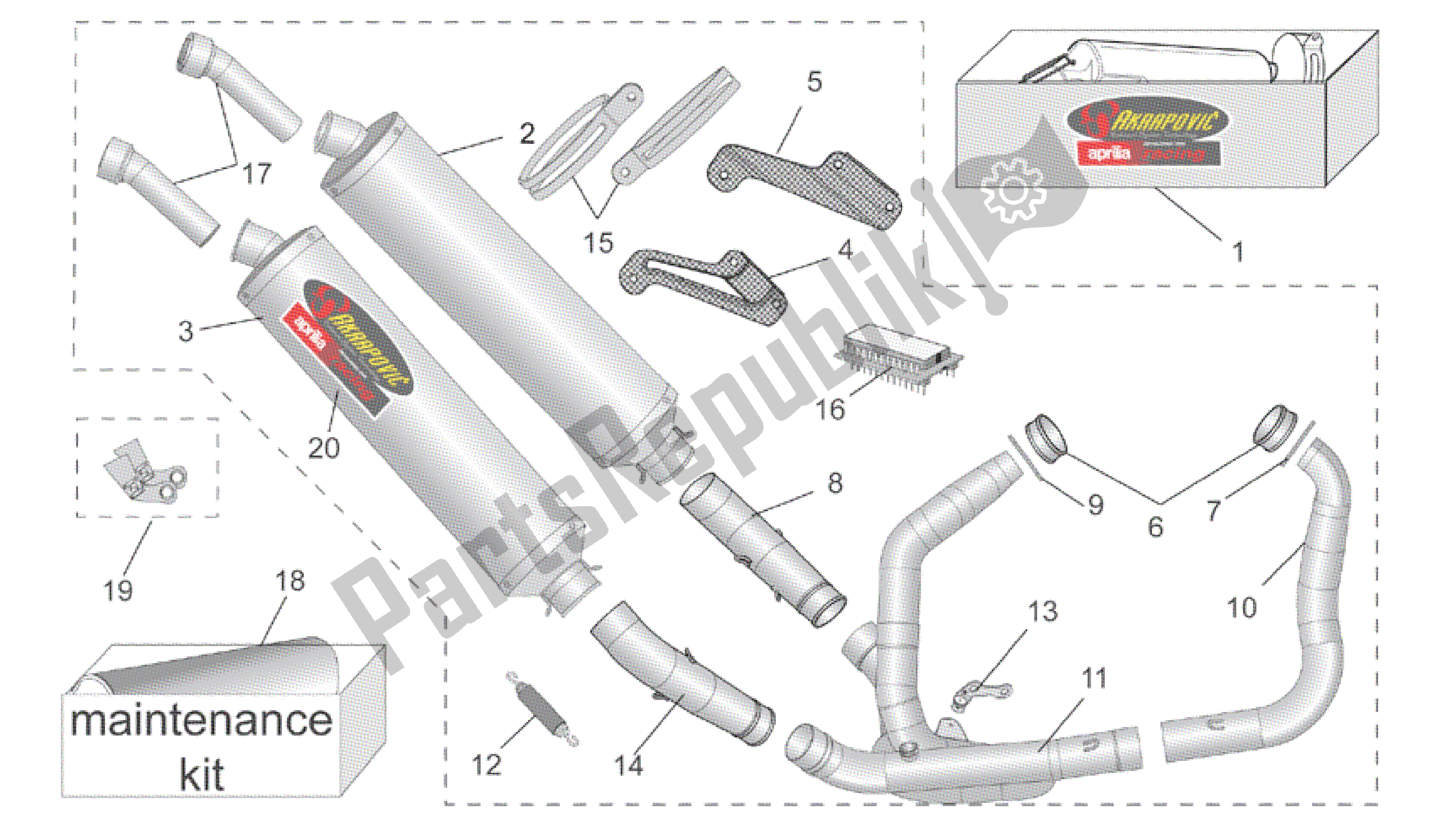 Alle onderdelen voor de Acc. - Prestatieonderdelen Ii van de Aprilia RSV Tuono RS 1000 2004 - 2005