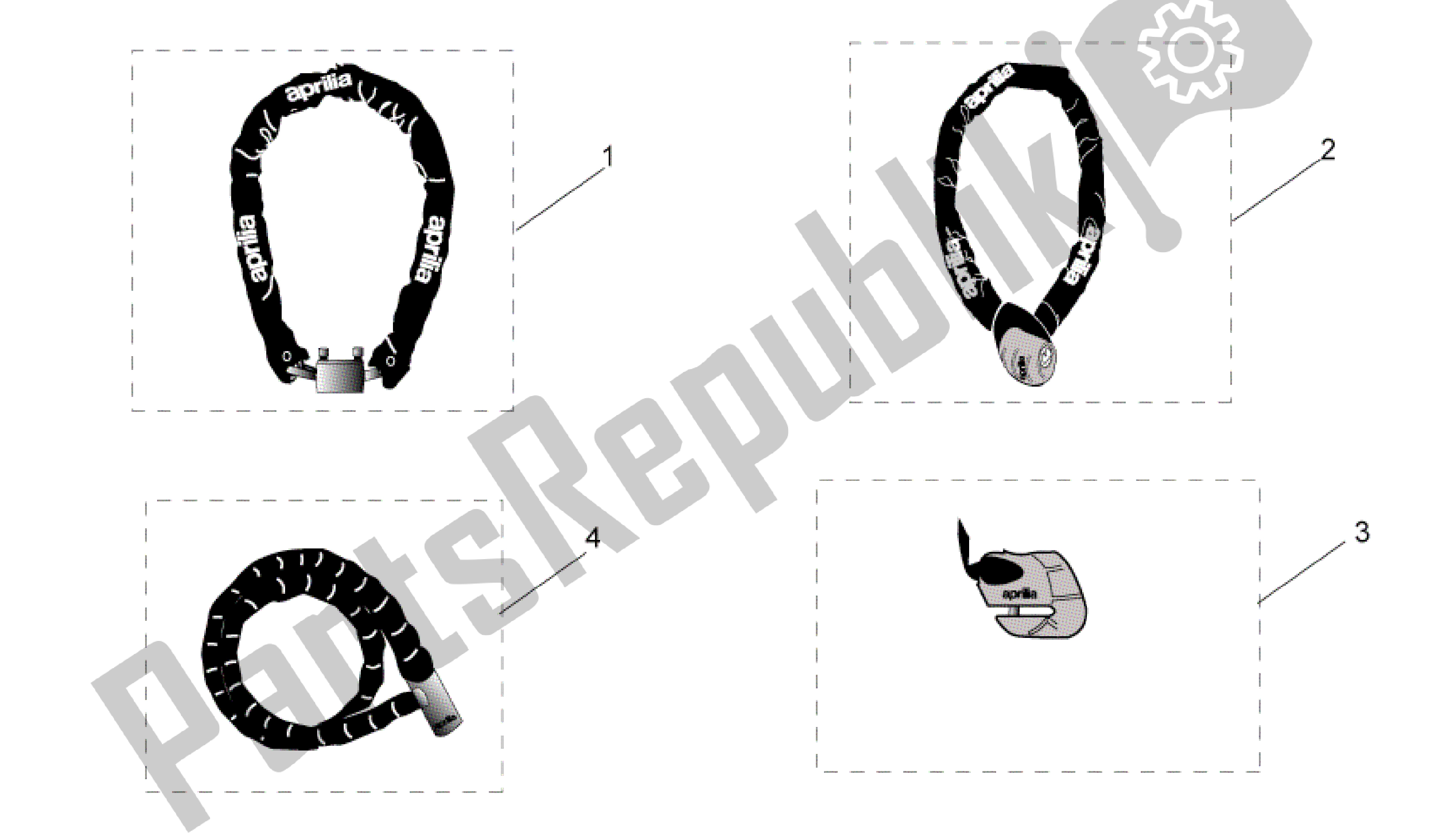 Alle onderdelen voor de Acc. - Mechanica Diefstalbeveiliging van de Aprilia RSV Tuono RS 1000 2004 - 2005