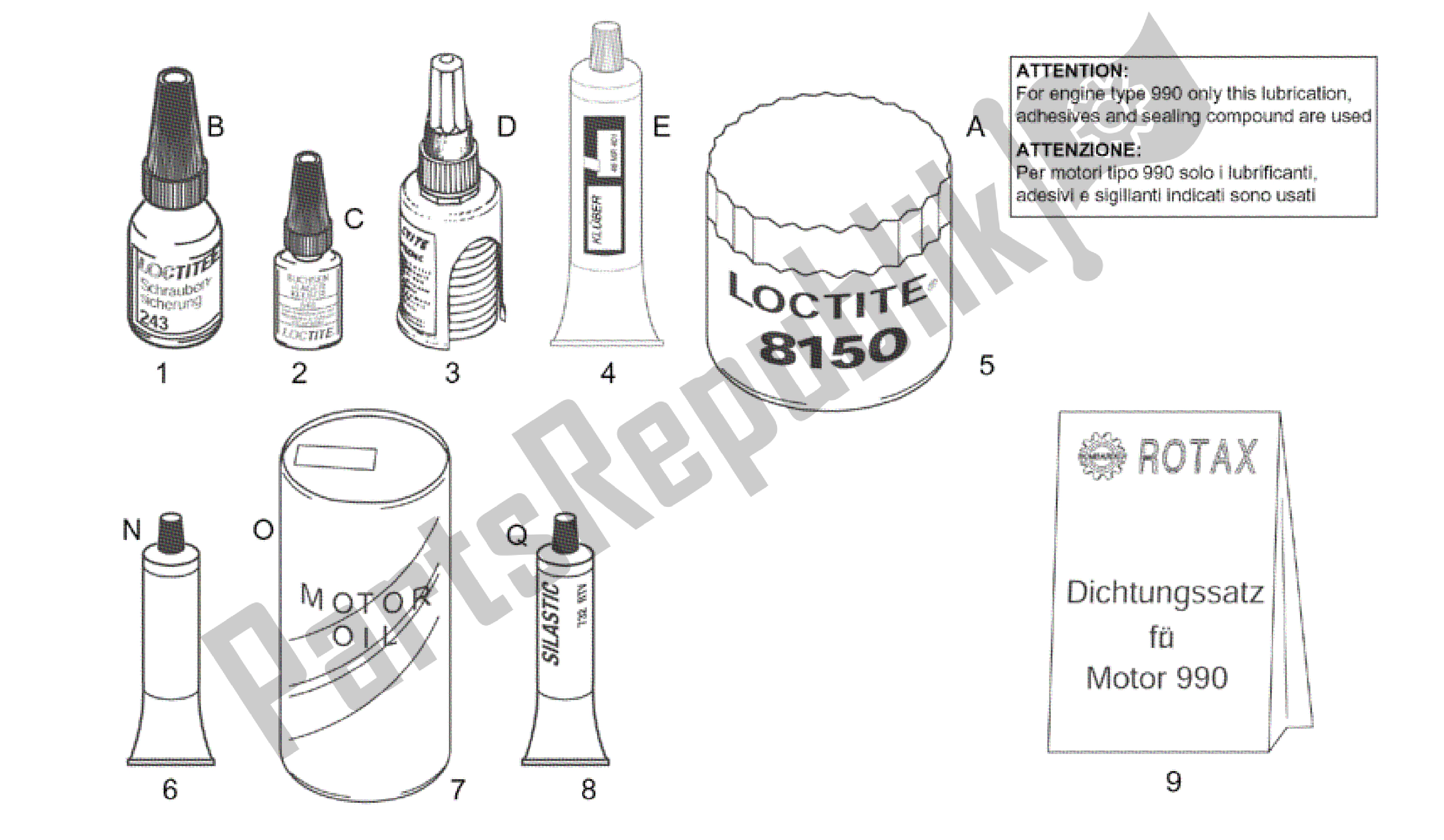 All parts for the Sealing And Lubricating Agents of the Aprilia RSV Tuono RS 1000 2004 - 2005