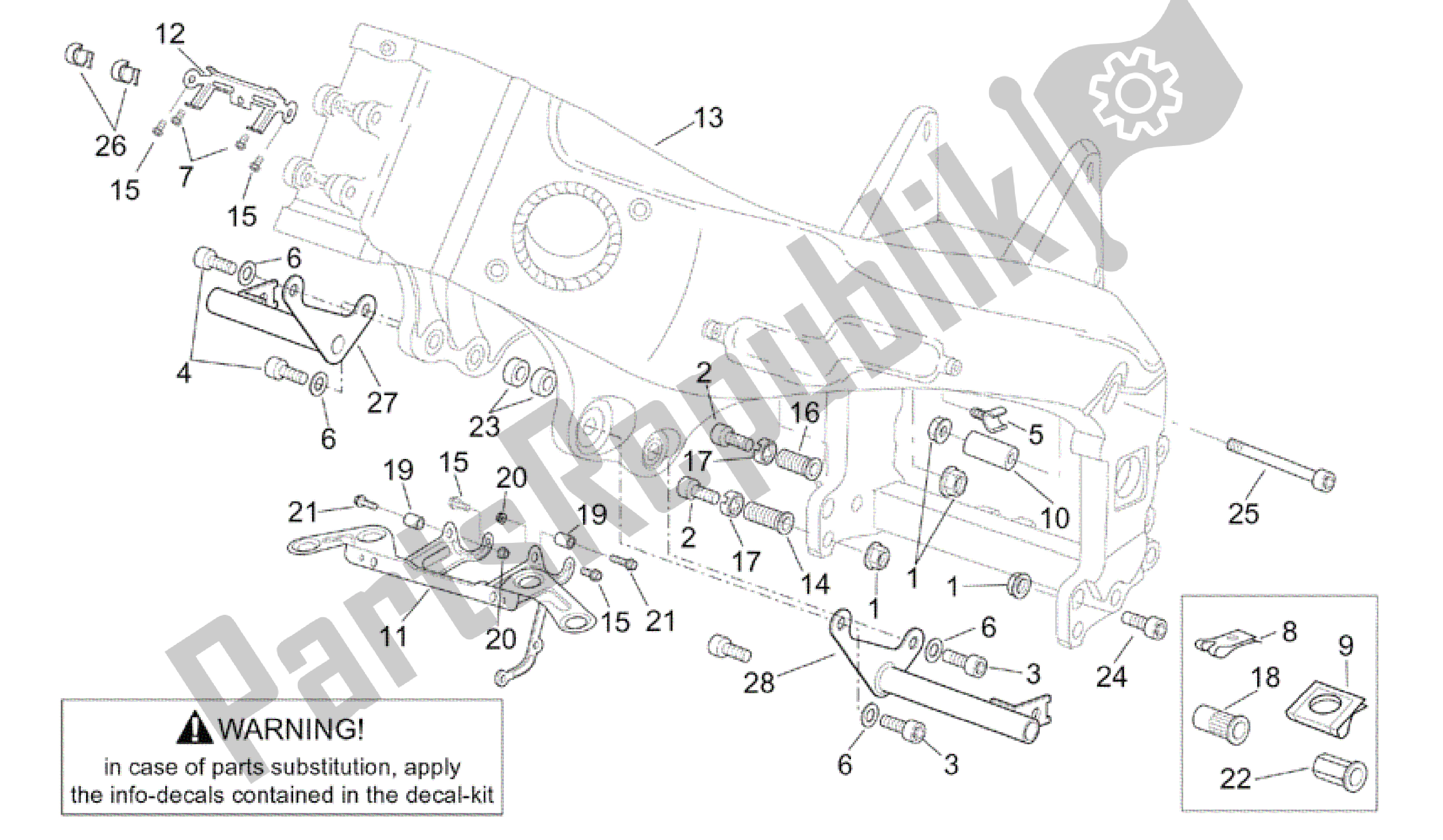 All parts for the Frame Iii of the Aprilia RSV Tuono RS 1000 2004 - 2005