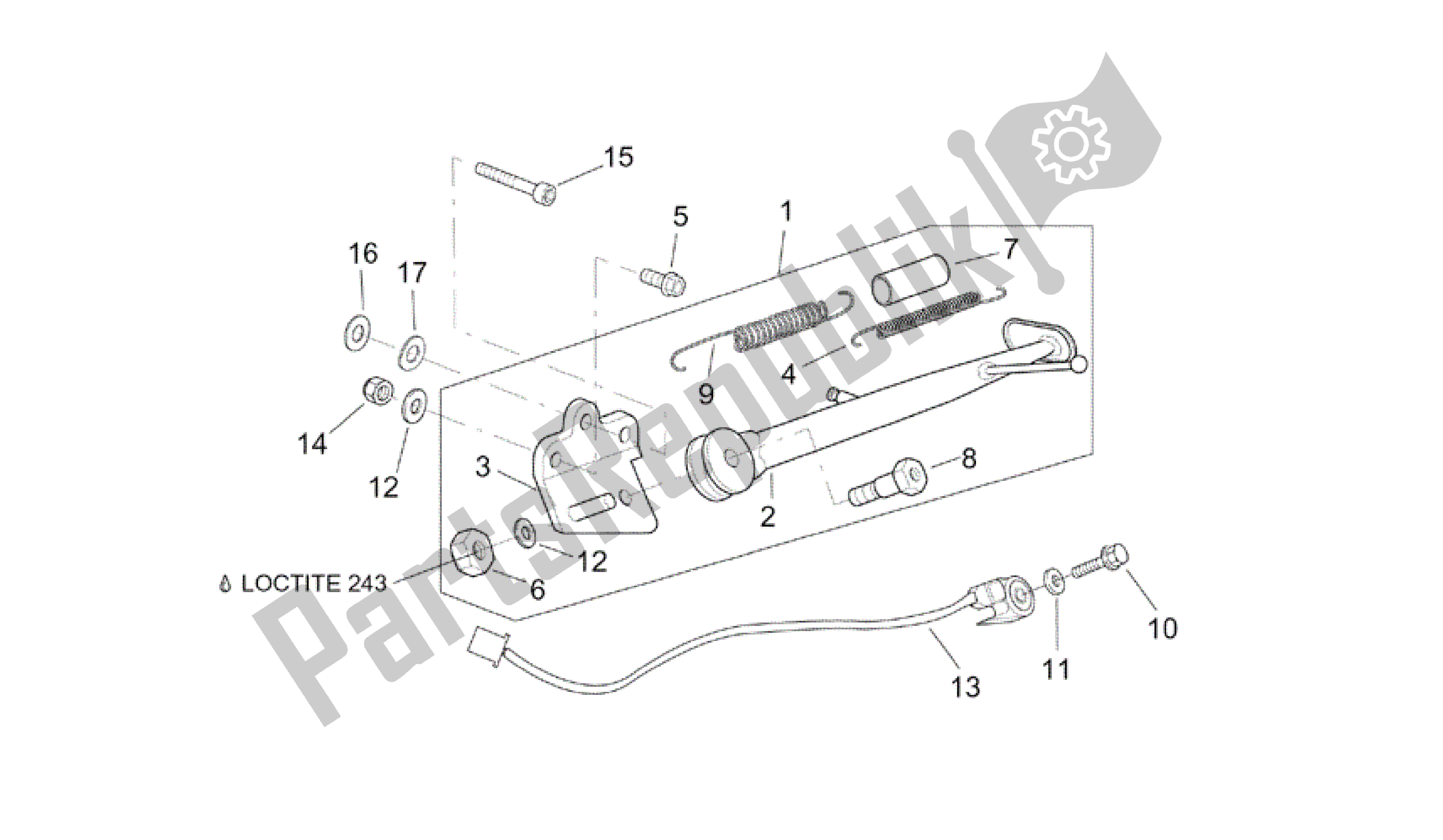 All parts for the Central Stand of the Aprilia RSV Tuono RS 1000 2004 - 2005