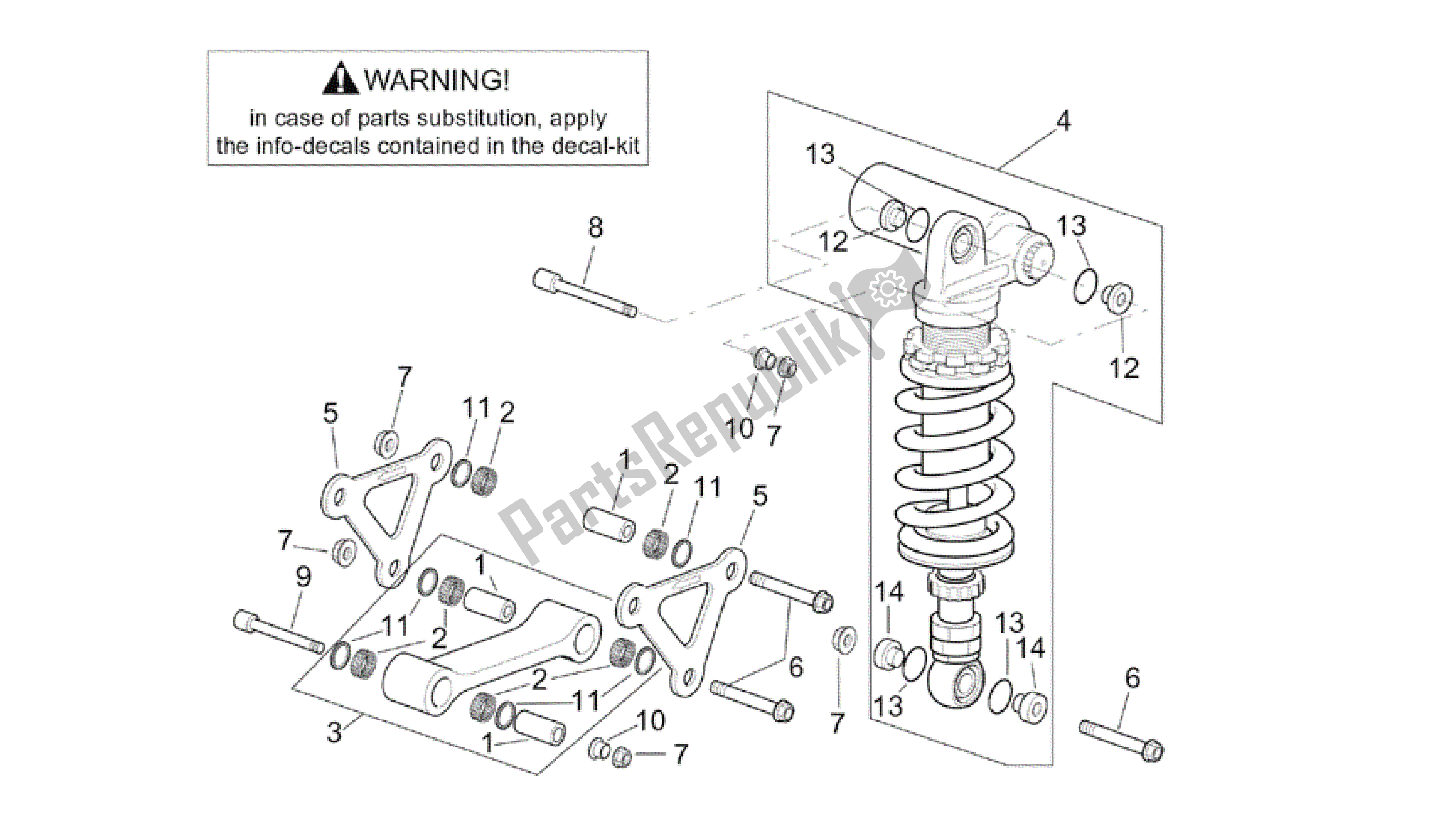 Toutes les pièces pour le Bielle - Amortisseur Arrière Abs. Du Aprilia RSV Tuono RS 1000 2004 - 2005