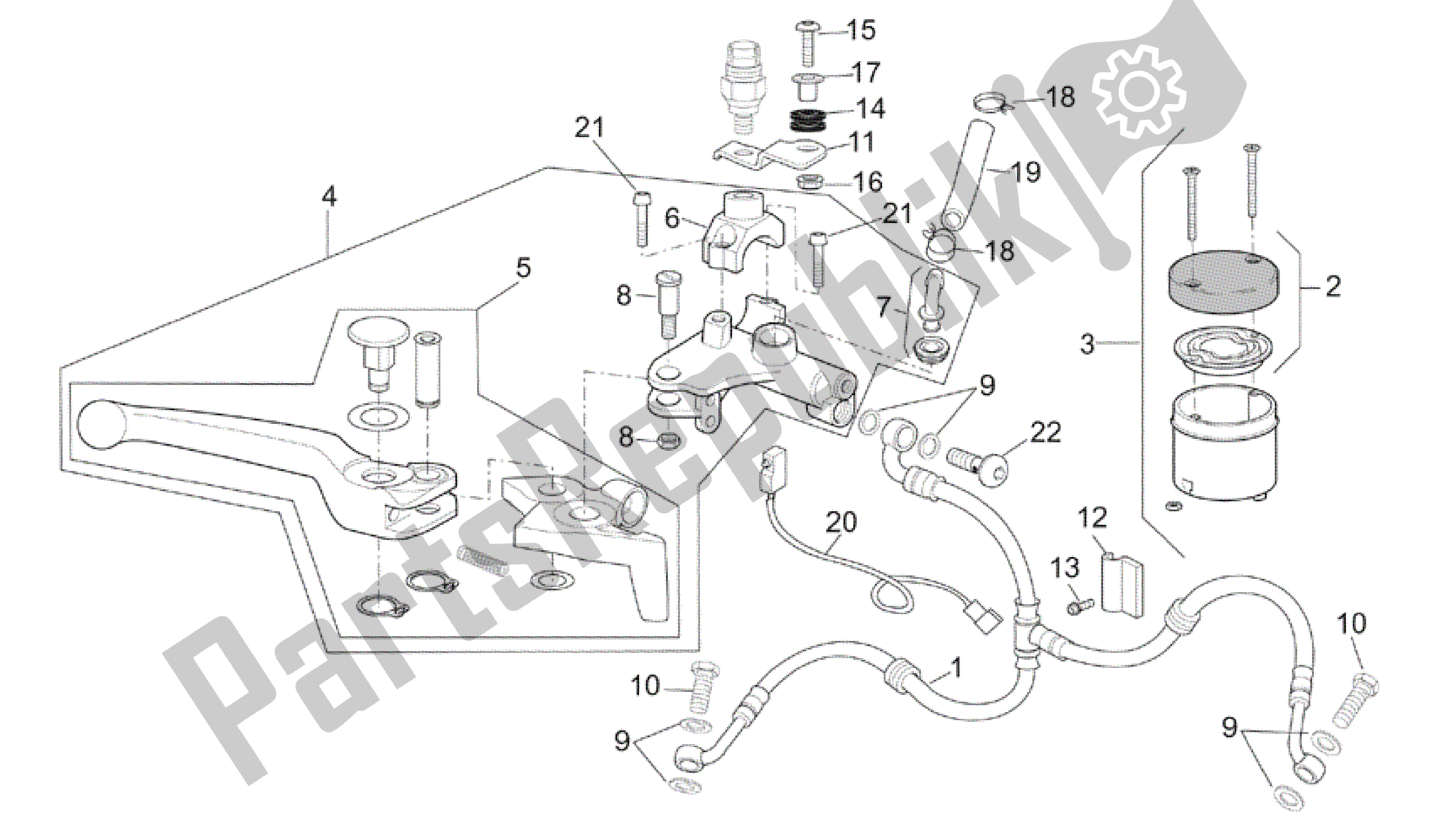 All parts for the Front Master Cilinder of the Aprilia RSV Tuono RS 1000 2004 - 2005