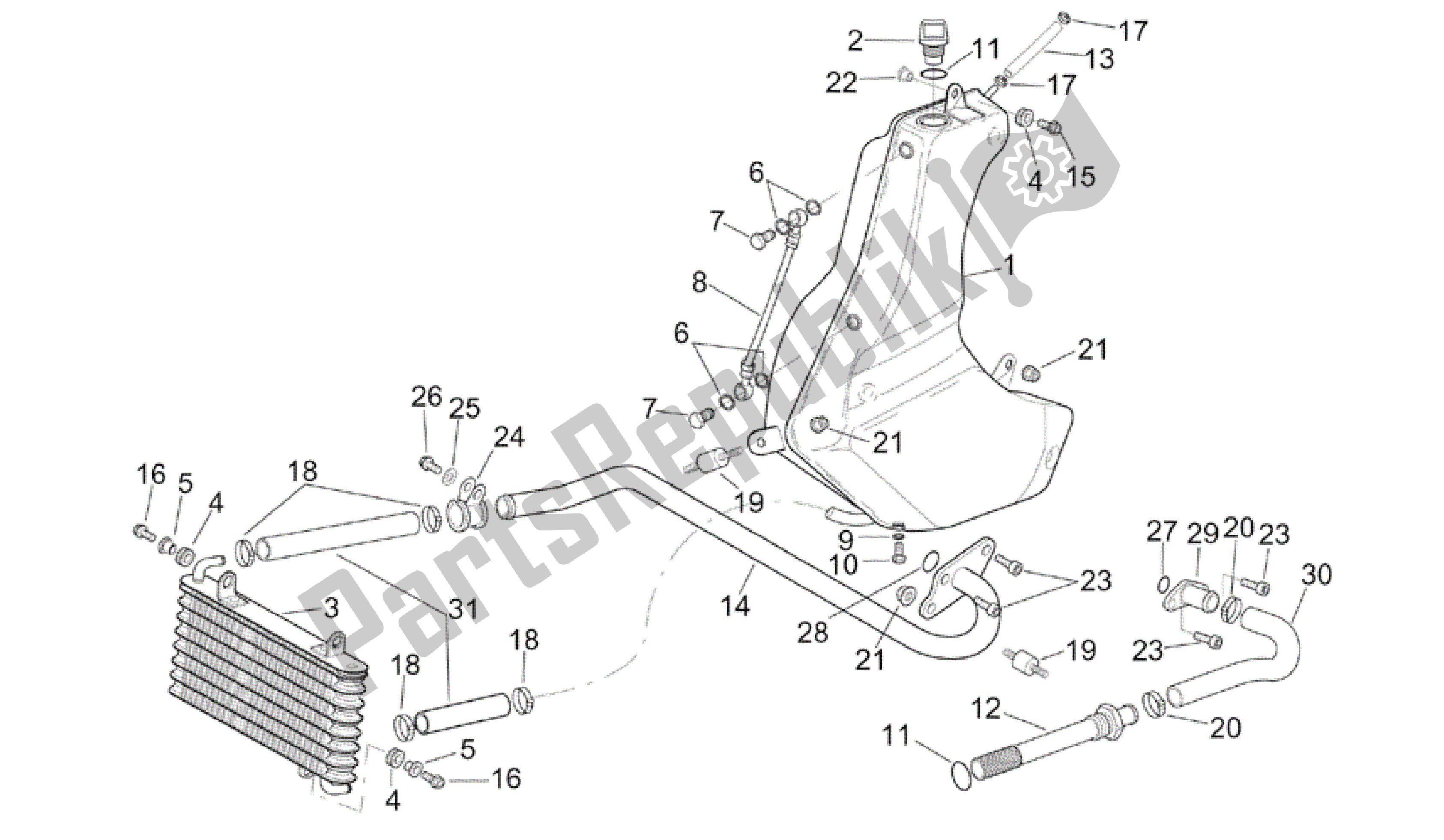 Todas as partes de Tanque De óleo do Aprilia RSV Tuono RS 1000 2004 - 2005