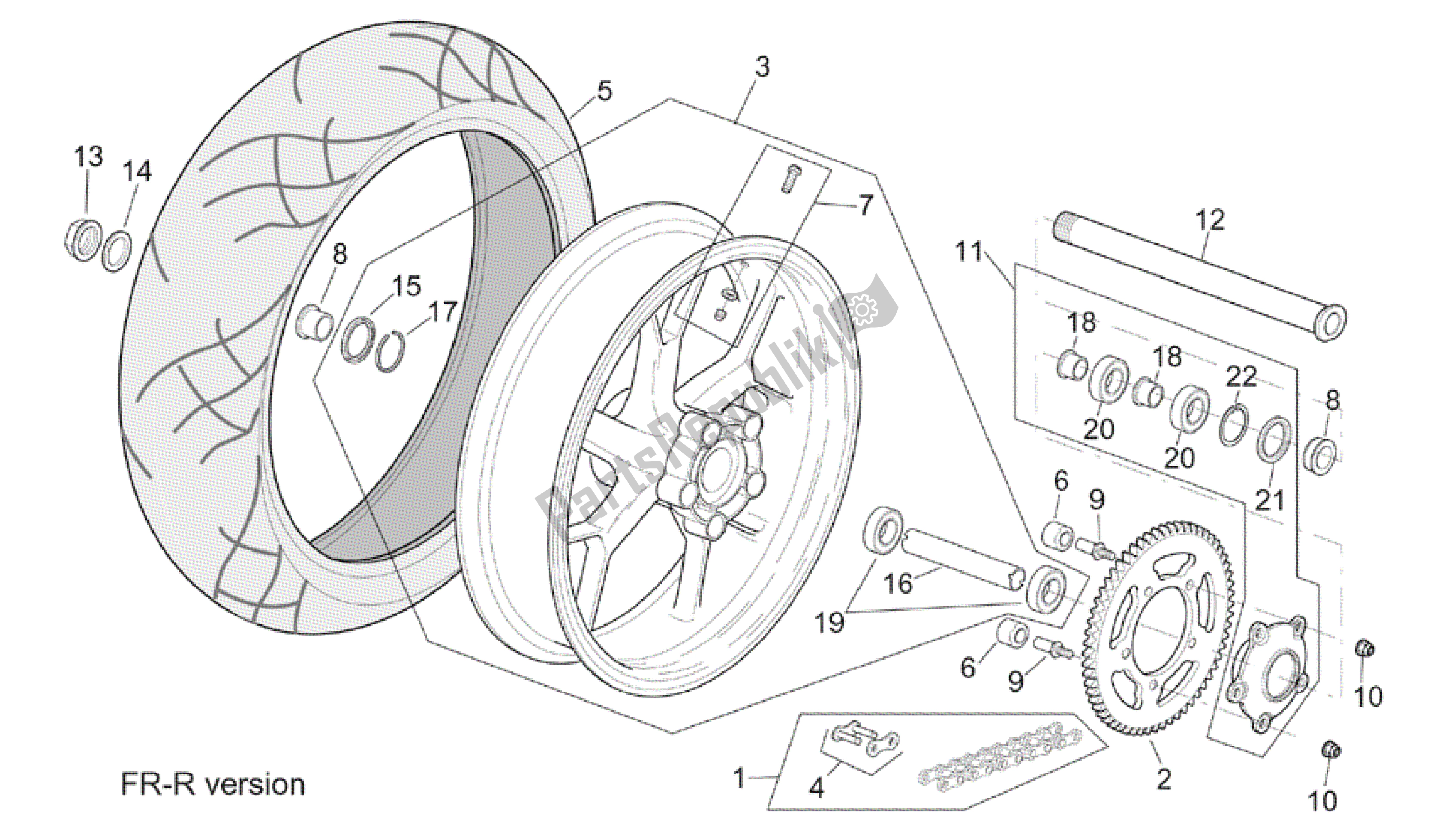 Tutte le parti per il Ruota Posteriore Versione R-rf del Aprilia RSV Tuono 3952 1000 2002 - 2003