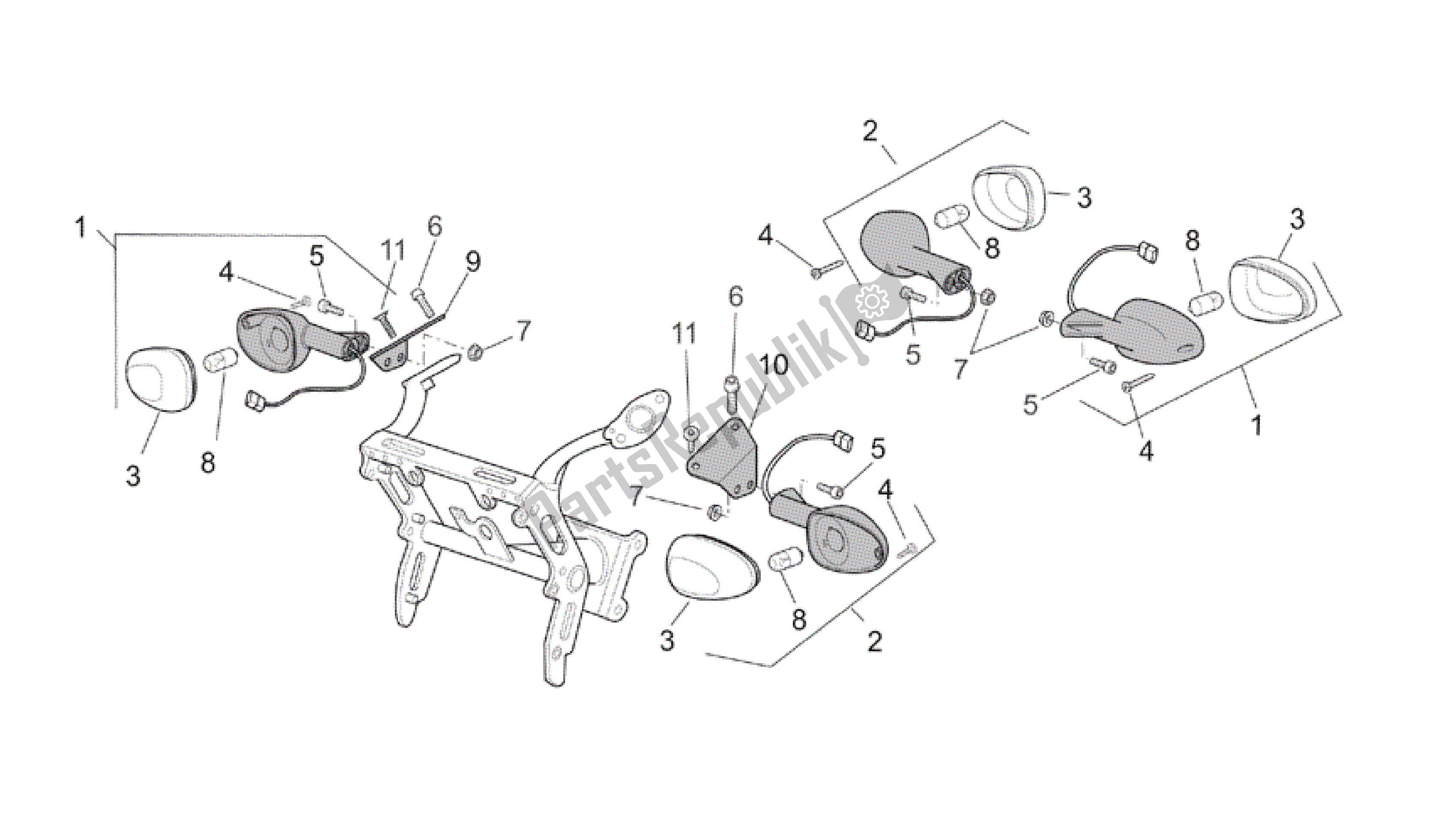 All parts for the Turn Indicators of the Aprilia RSV Tuono 3952 1000 2002 - 2003