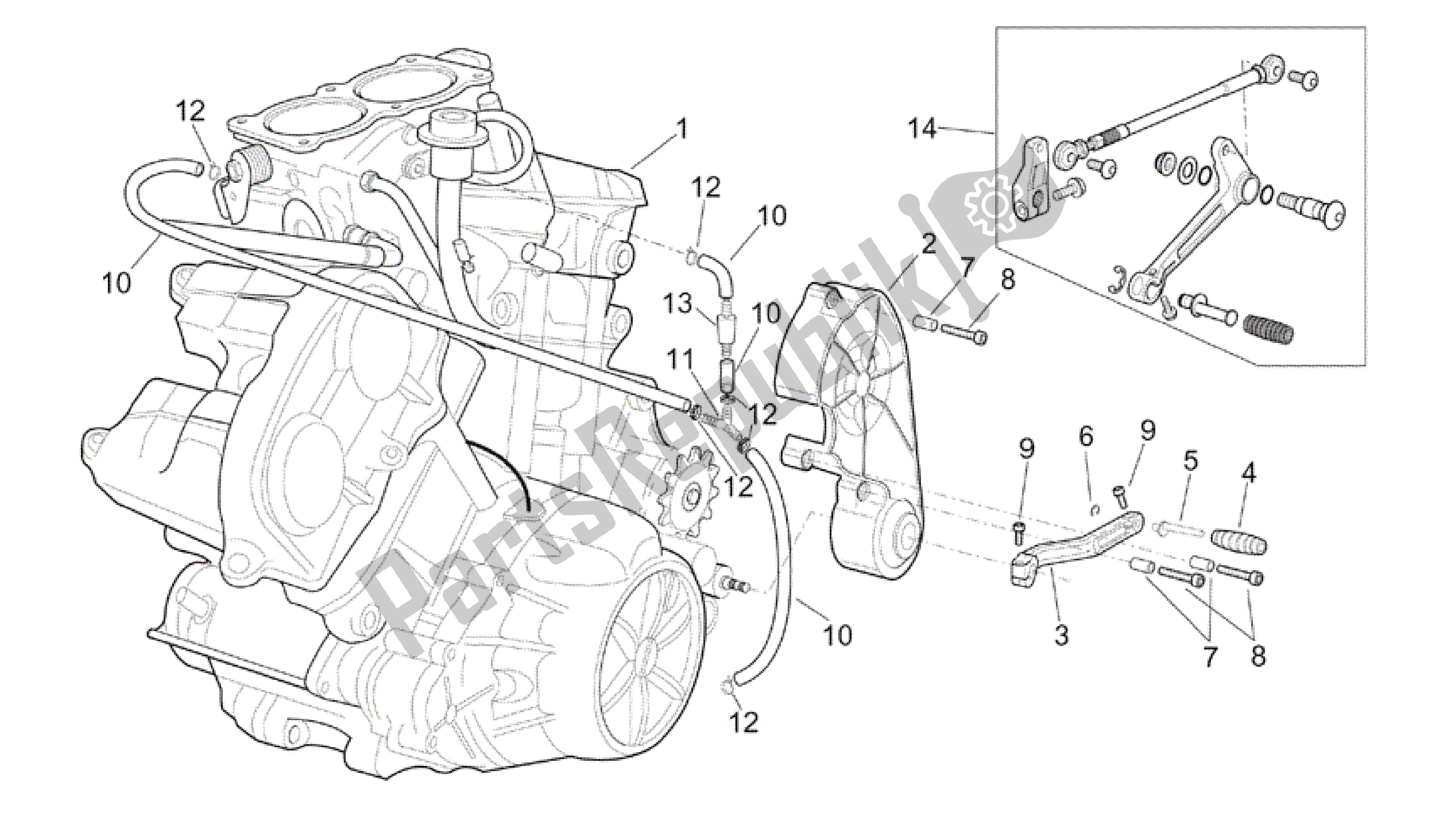 All parts for the Engine of the Aprilia RSV Tuono 3952 1000 2002 - 2003