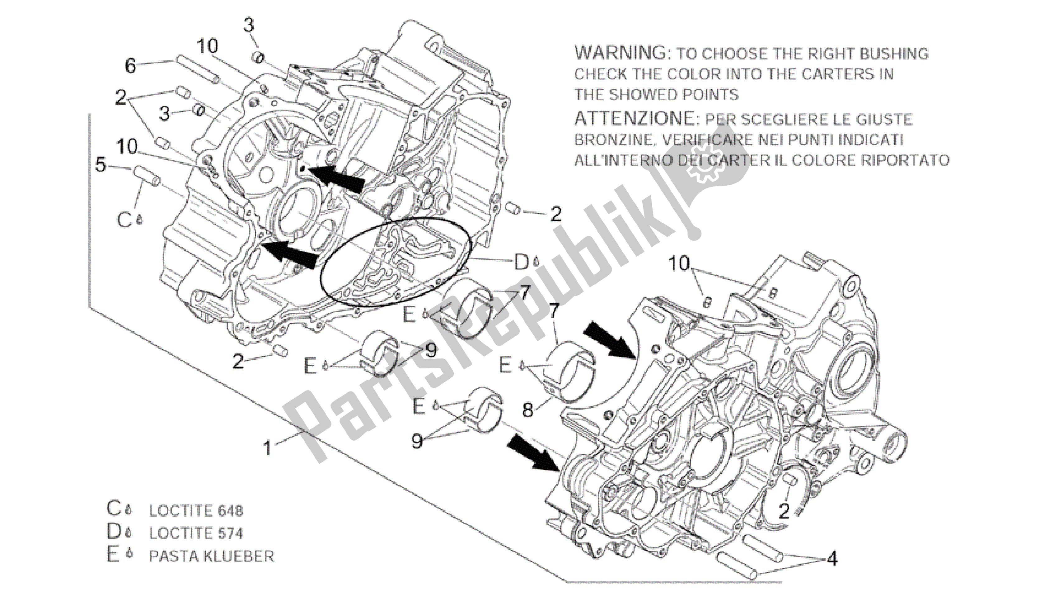 Alle Teile für das Kurbelgehäuse I des Aprilia RSV Tuono 3952 1000 2002 - 2003