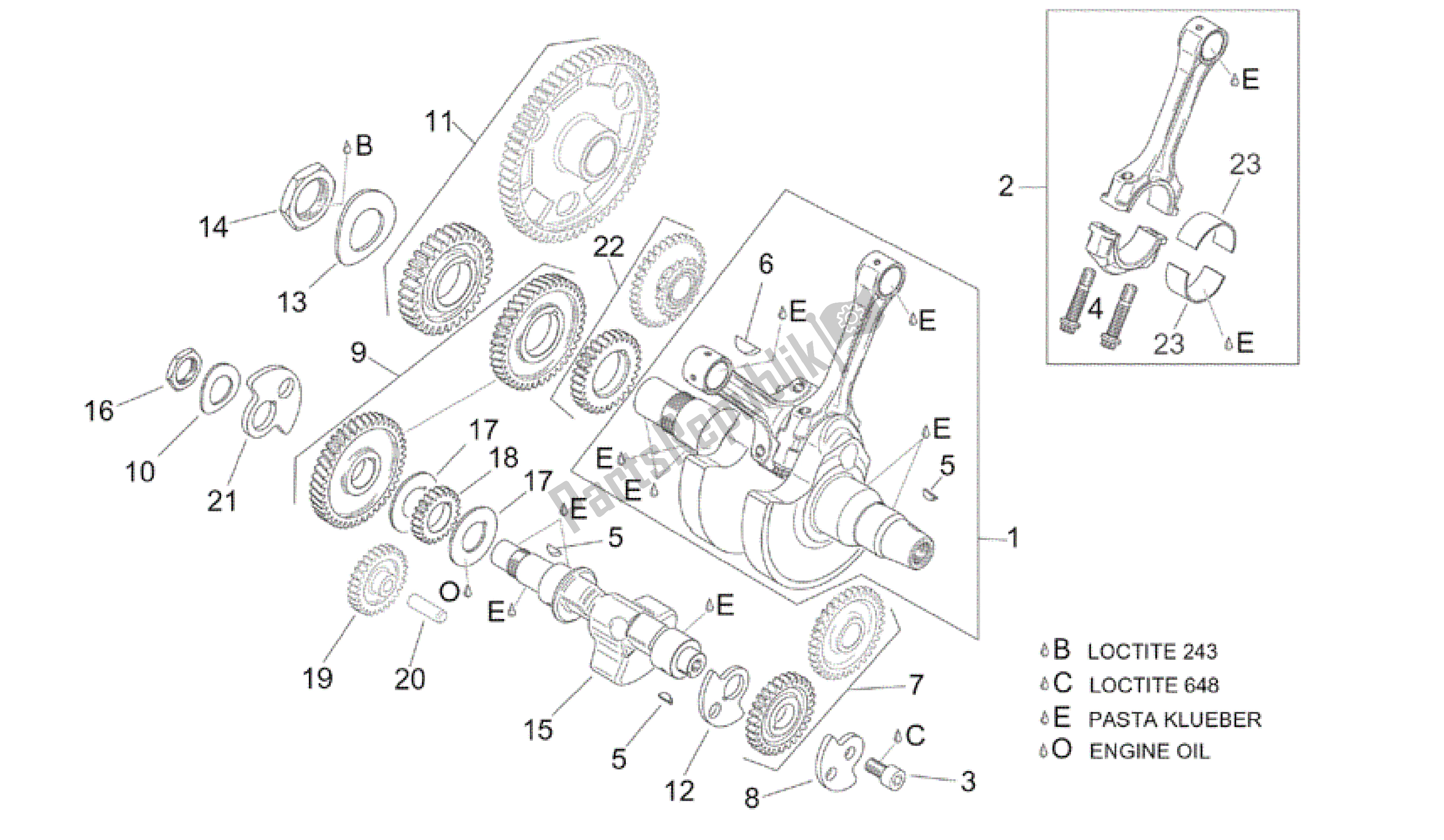 All parts for the Crankshaft I of the Aprilia RSV Tuono 3952 1000 2002 - 2003
