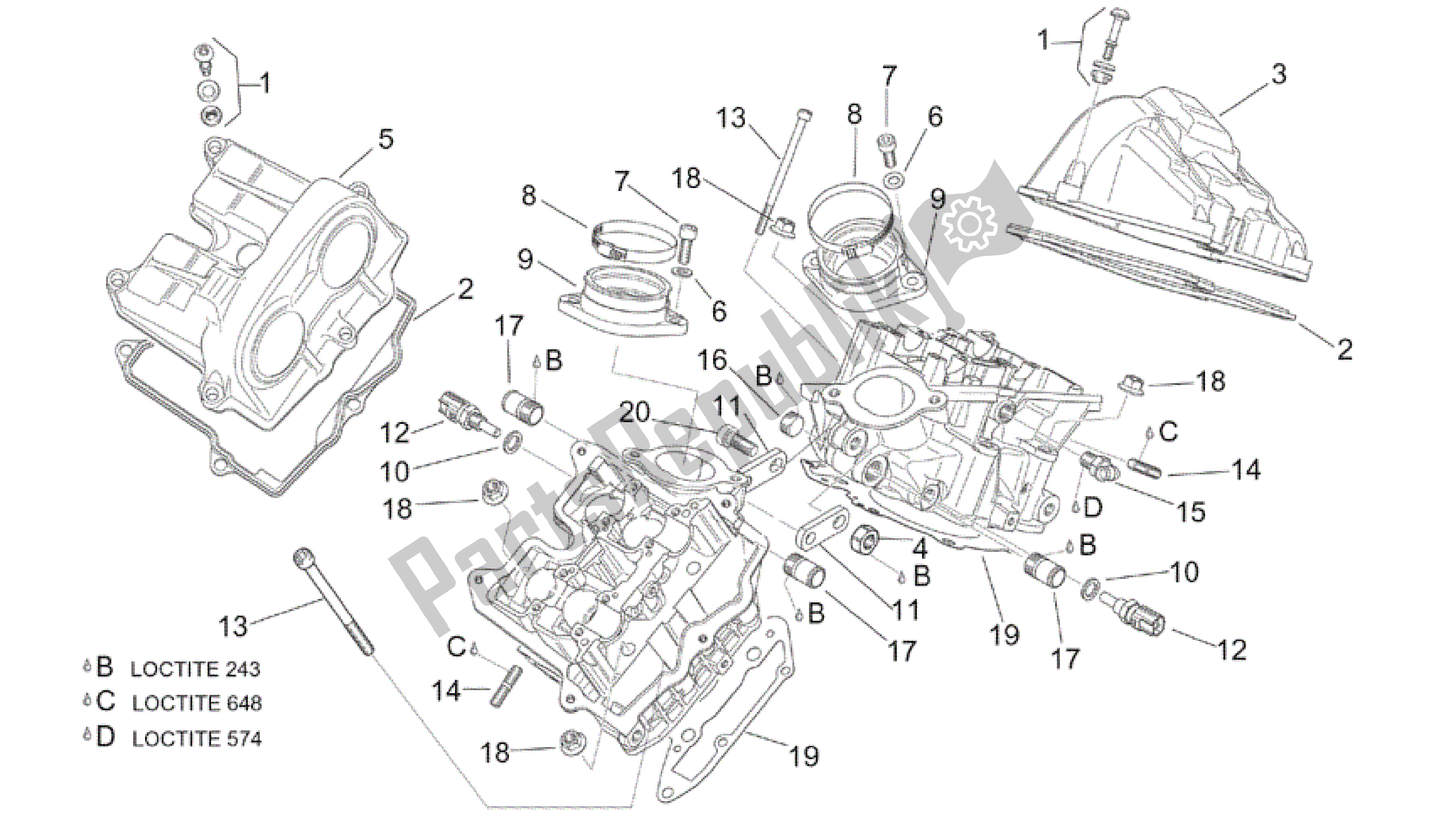 Wszystkie części do Pokrywa Zaworów Aprilia RSV Tuono 3952 1000 2002 - 2003