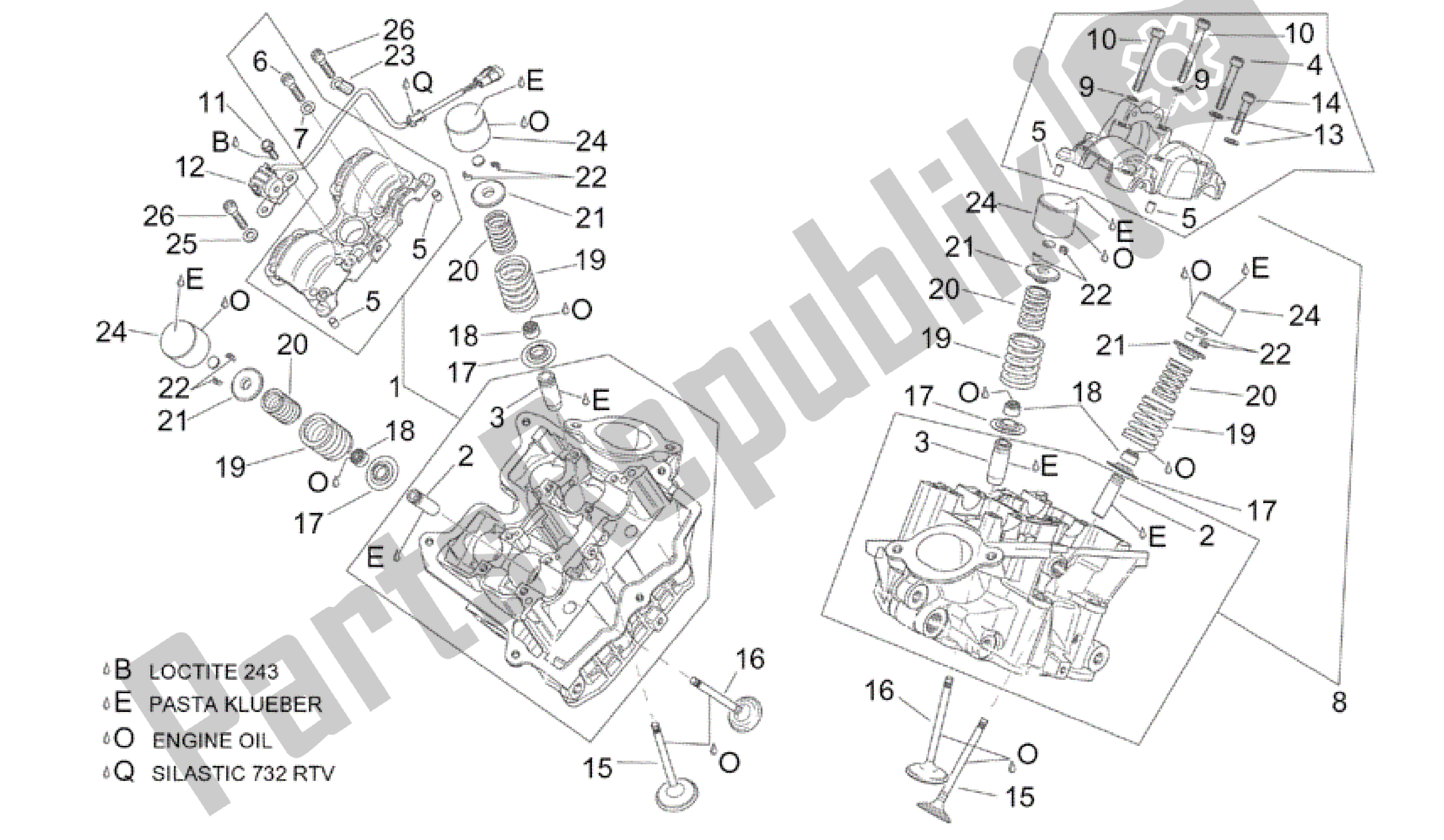 Todas las partes para Culata Y Válvulas de Aprilia RSV Tuono 3952 1000 2002 - 2003