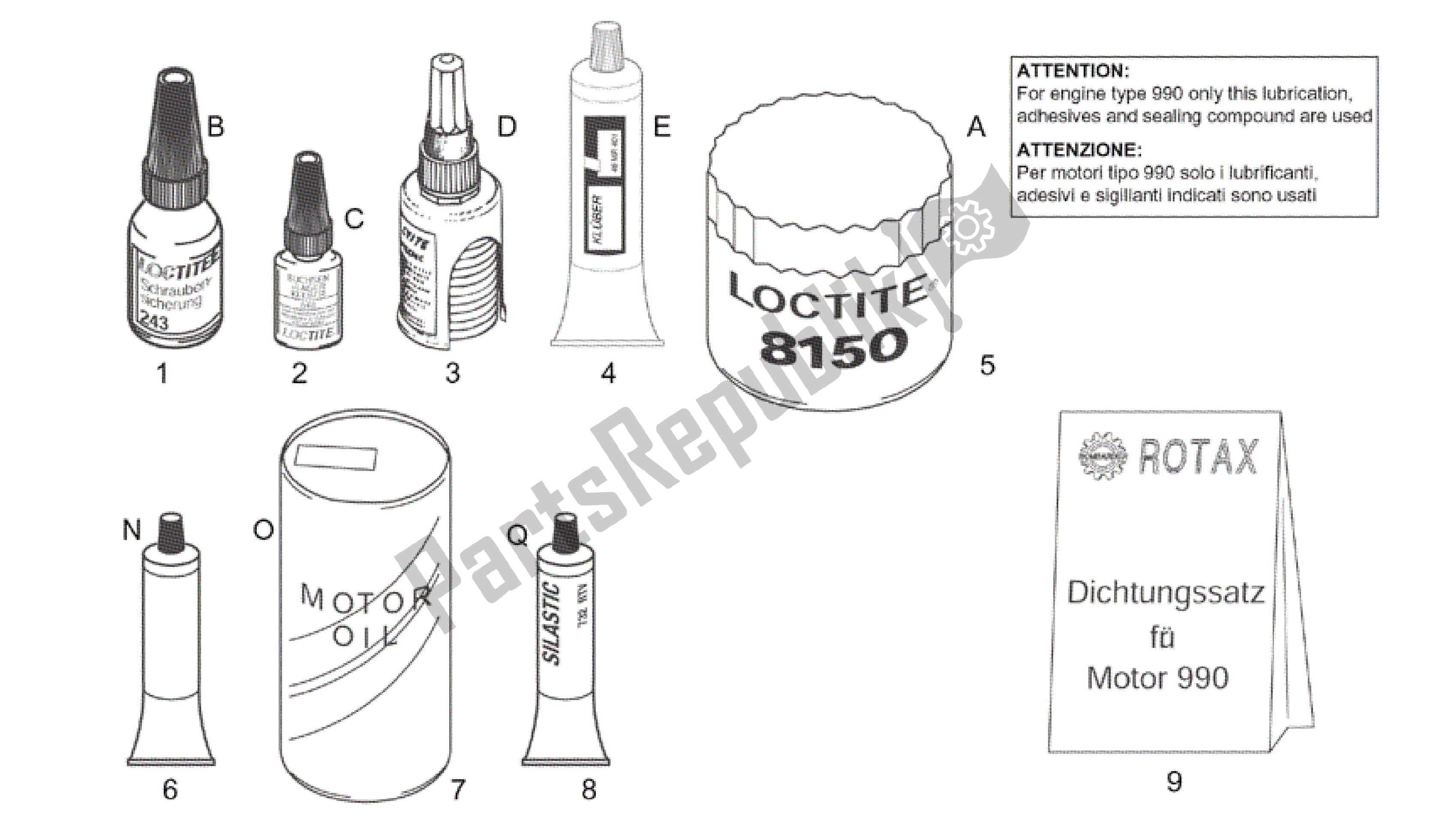 All parts for the Sealing And Lubricating Agents of the Aprilia RSV Tuono 3952 1000 2002 - 2003