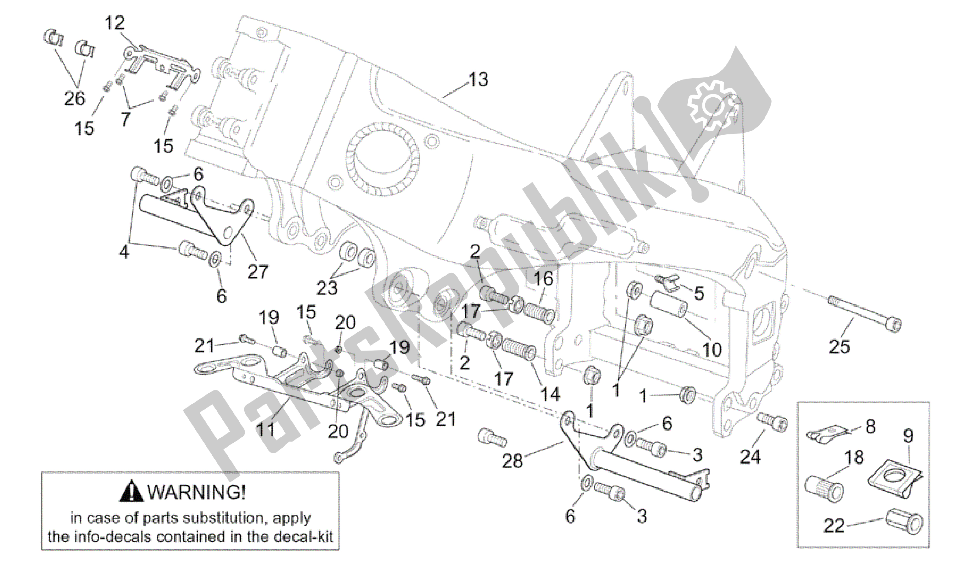 All parts for the Frame Iii of the Aprilia RSV Tuono 3952 1000 2002 - 2003