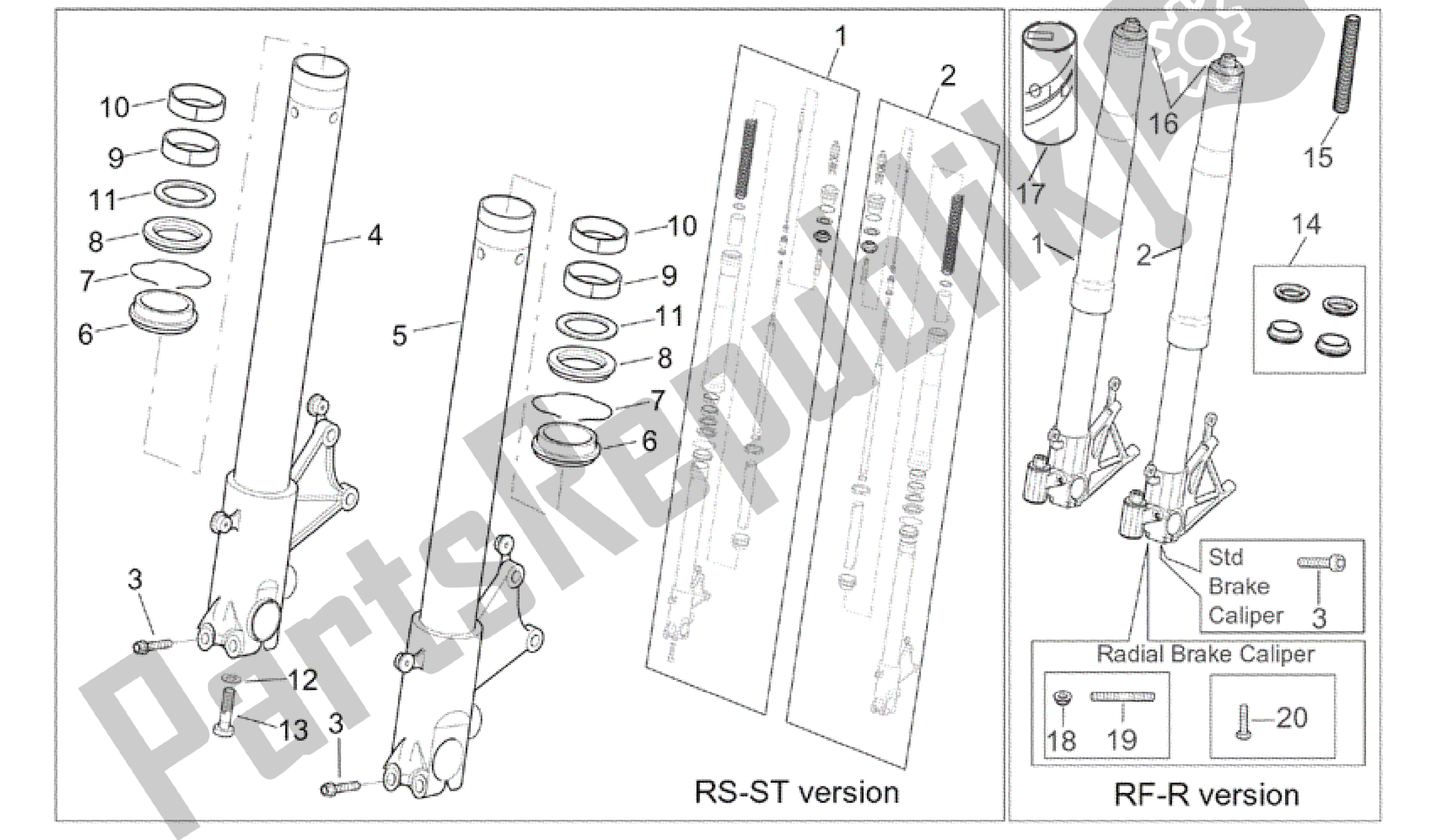 Tutte le parti per il Forcella Anteriore Ii del Aprilia RSV Tuono 3952 1000 2002 - 2003