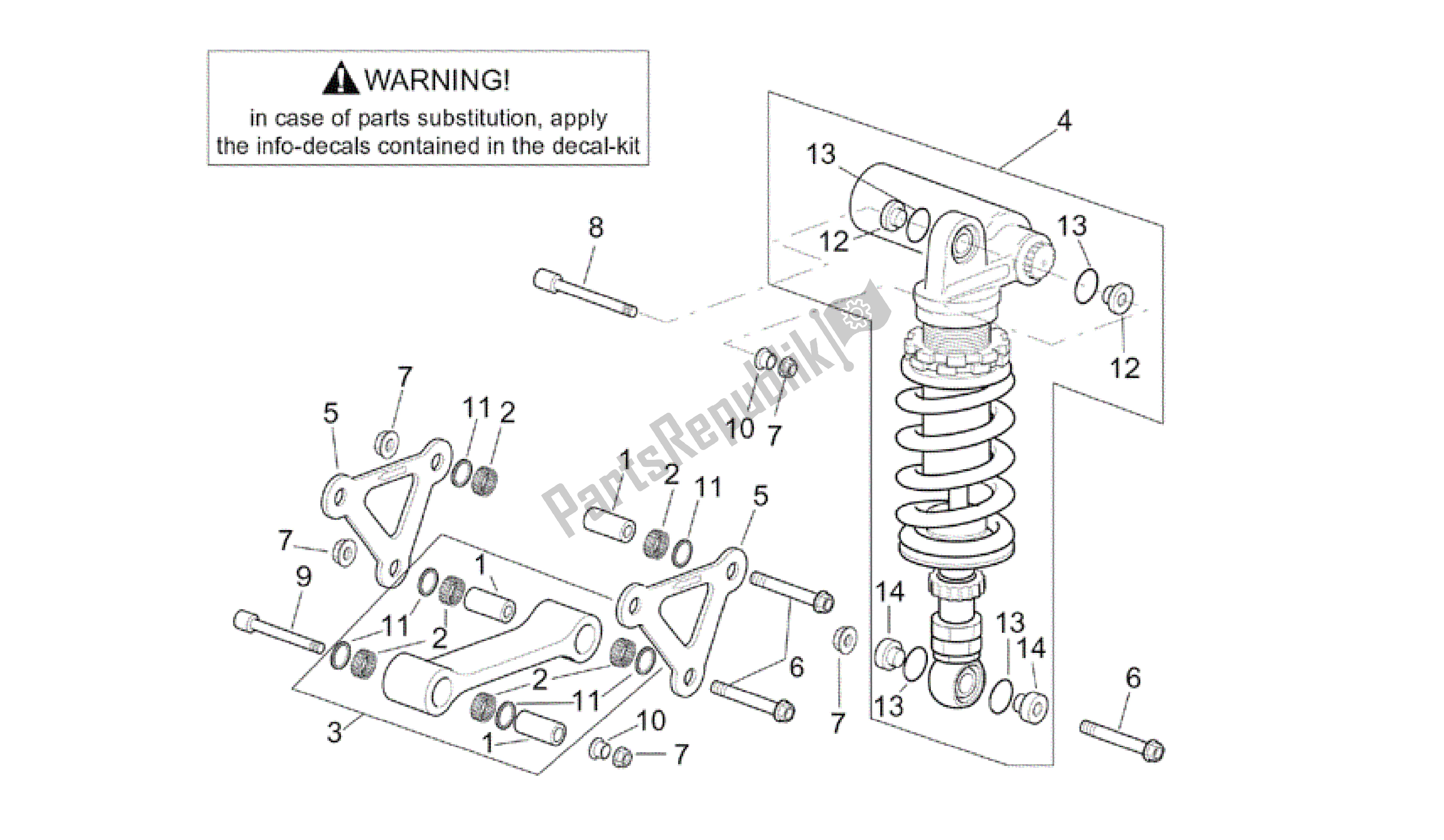 All parts for the Connecting Rod - Rear Shock Abs. Of the Aprilia RSV Tuono 3952 1000 2002 - 2003