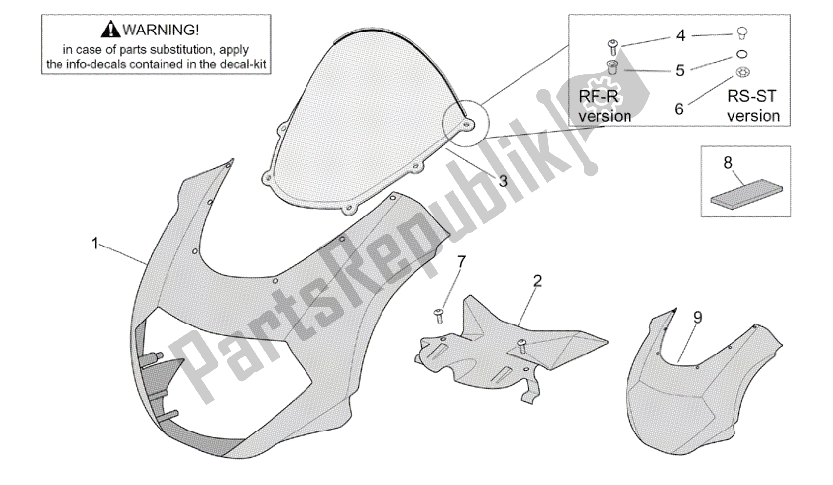 Toutes les pièces pour le Corps Avant - Carénage Avant du Aprilia RSV Tuono 3952 1000 2002 - 2003