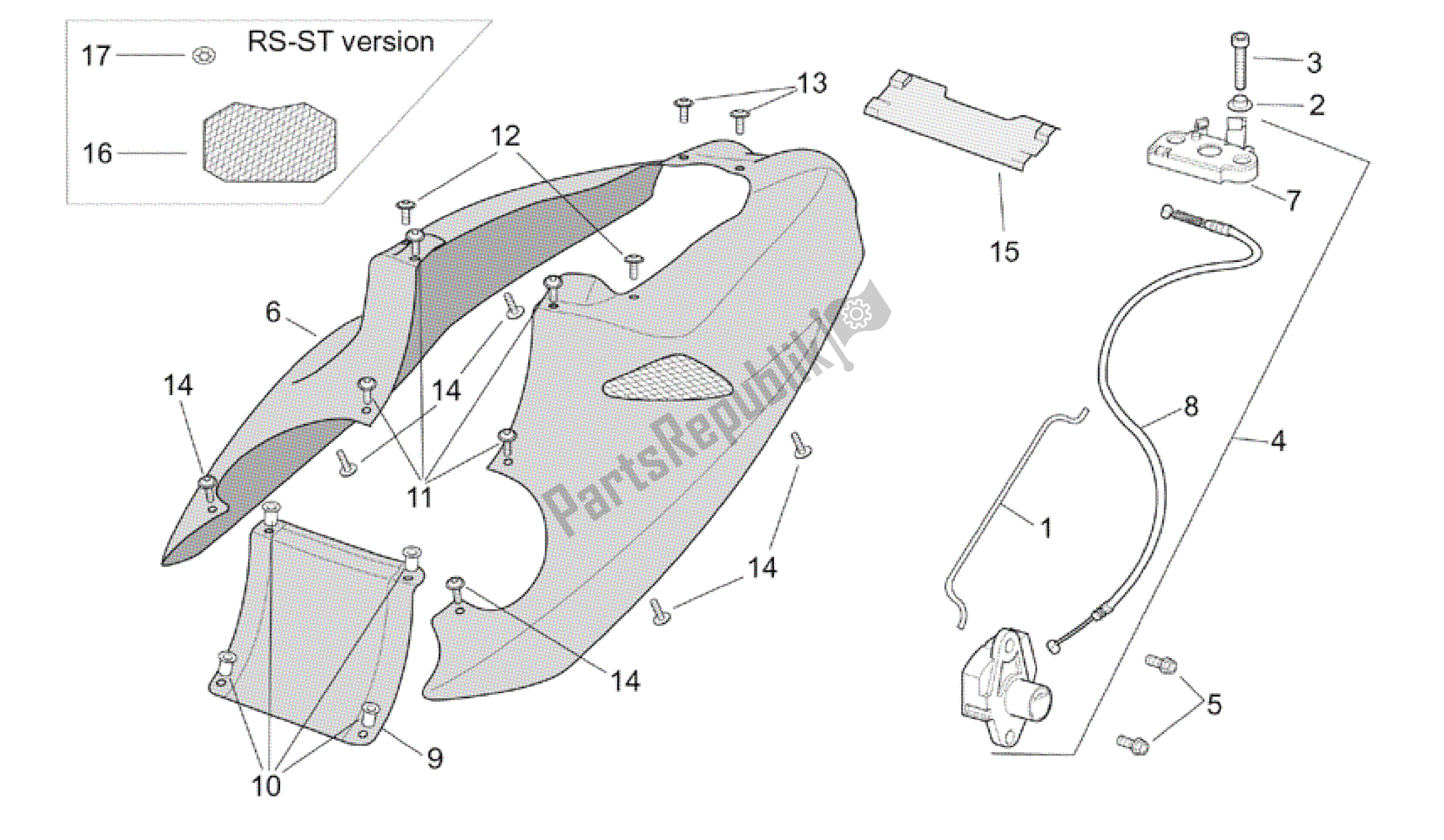 Toutes les pièces pour le Carrosserie Arrière - Carénage Arrière du Aprilia RSV Tuono 3952 1000 2002 - 2003