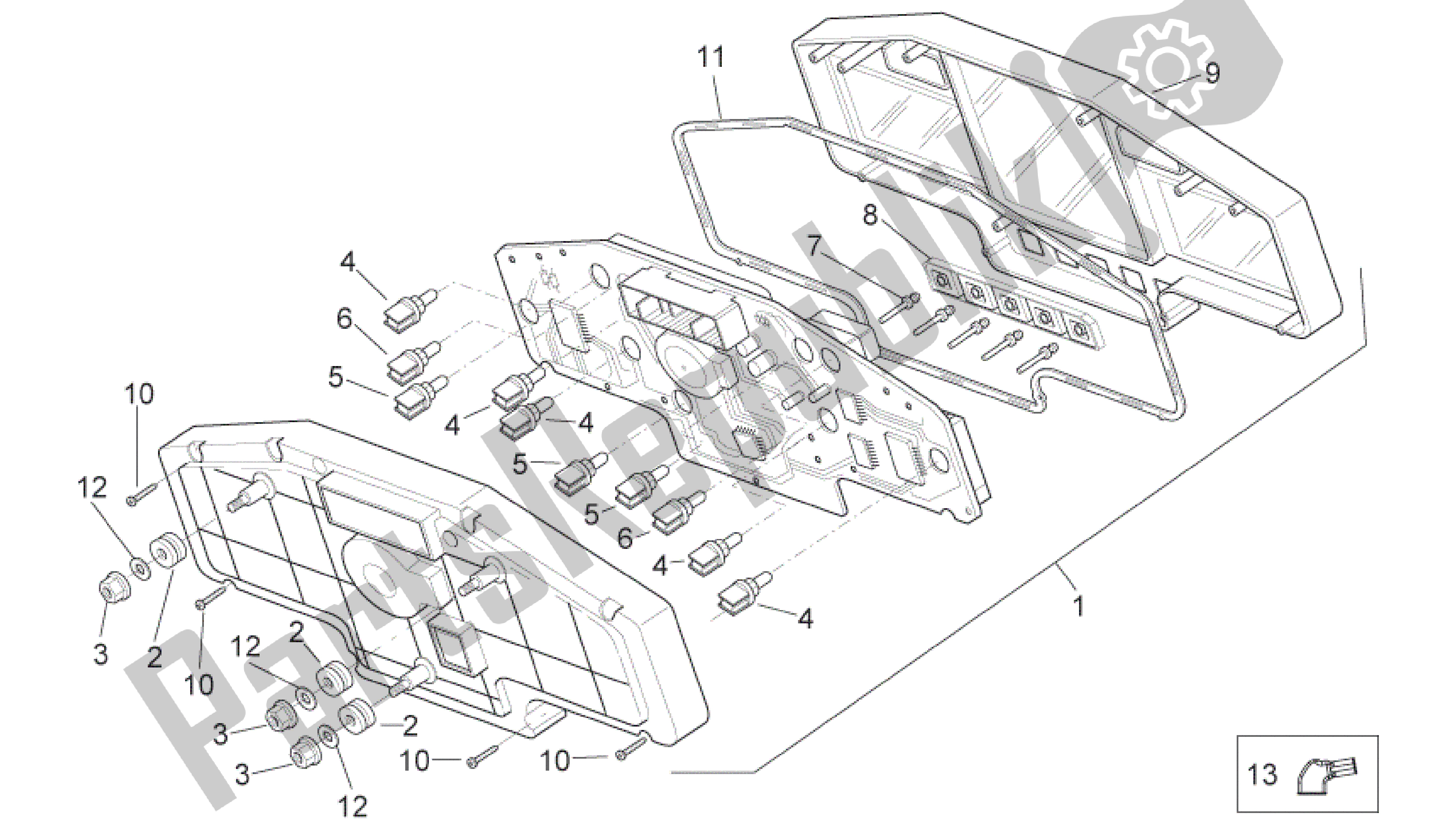 Tutte le parti per il Pannello Di Controllo del Aprilia RSV Tuono 3952 1000 2002 - 2003