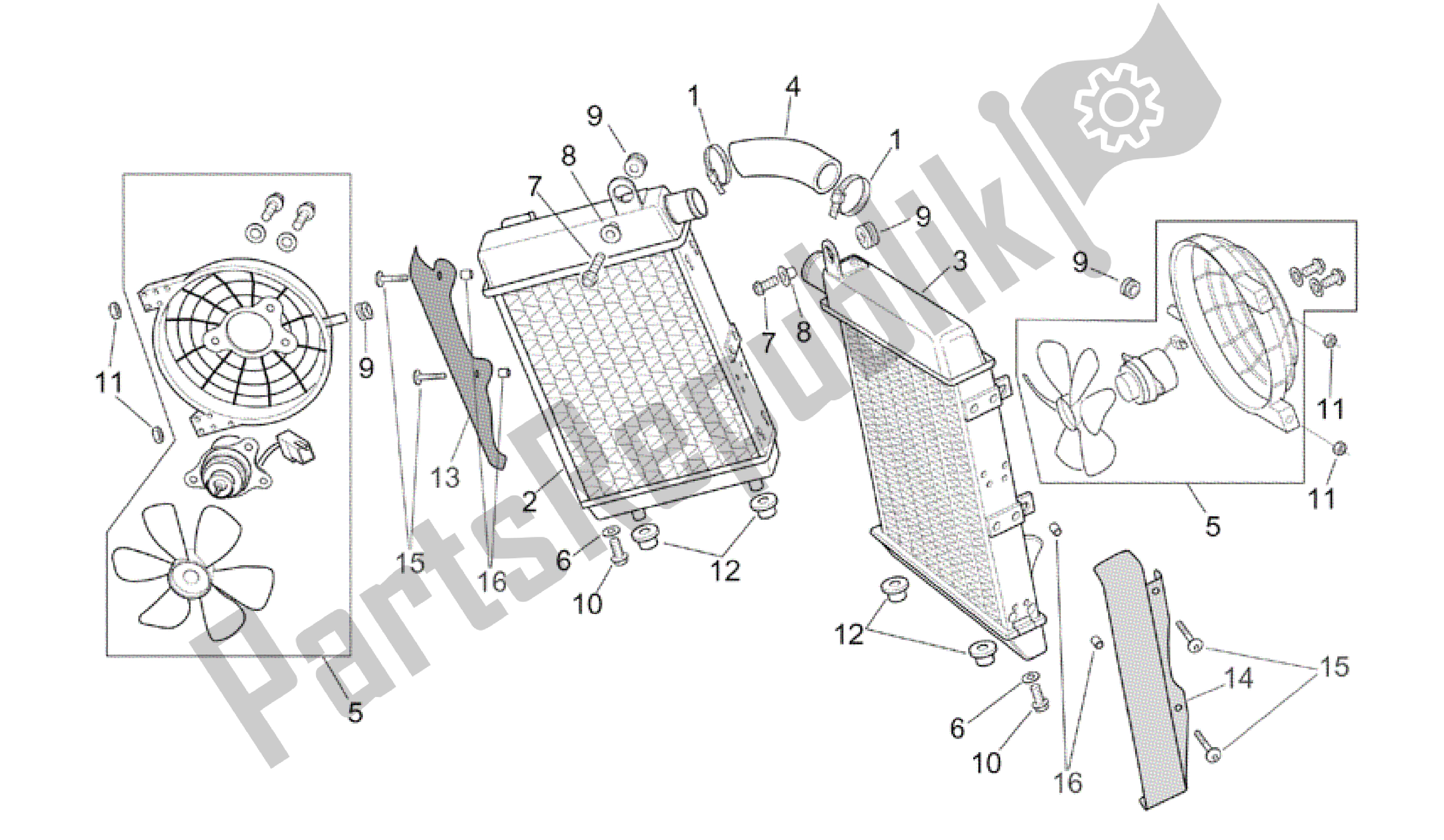 Tutte le parti per il Refrigeratori D'acqua del Aprilia RSV Tuono 3952 1000 2002 - 2003