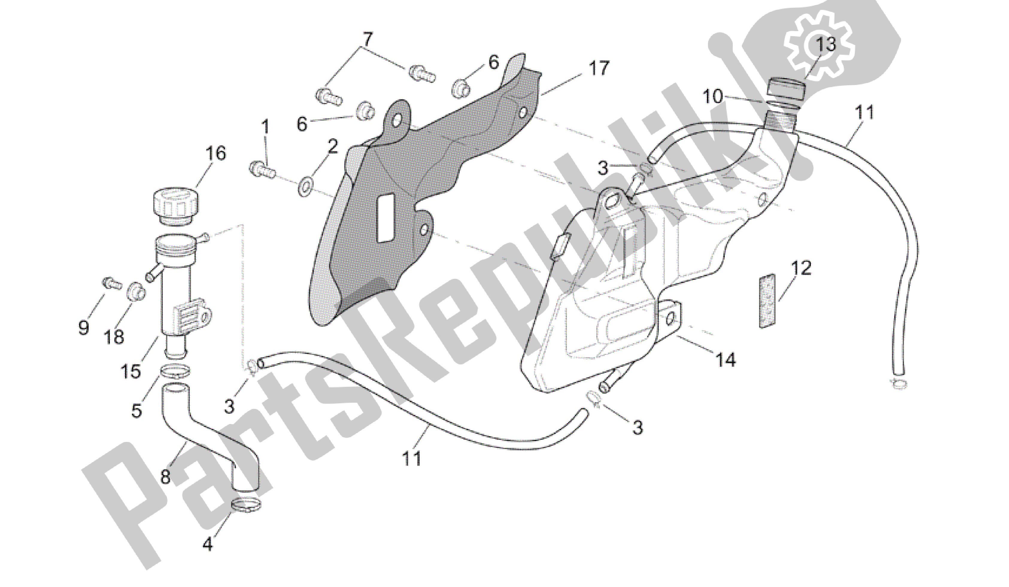 Tutte le parti per il Vaso Di Espansione del Aprilia RSV Tuono 3952 1000 2002 - 2003