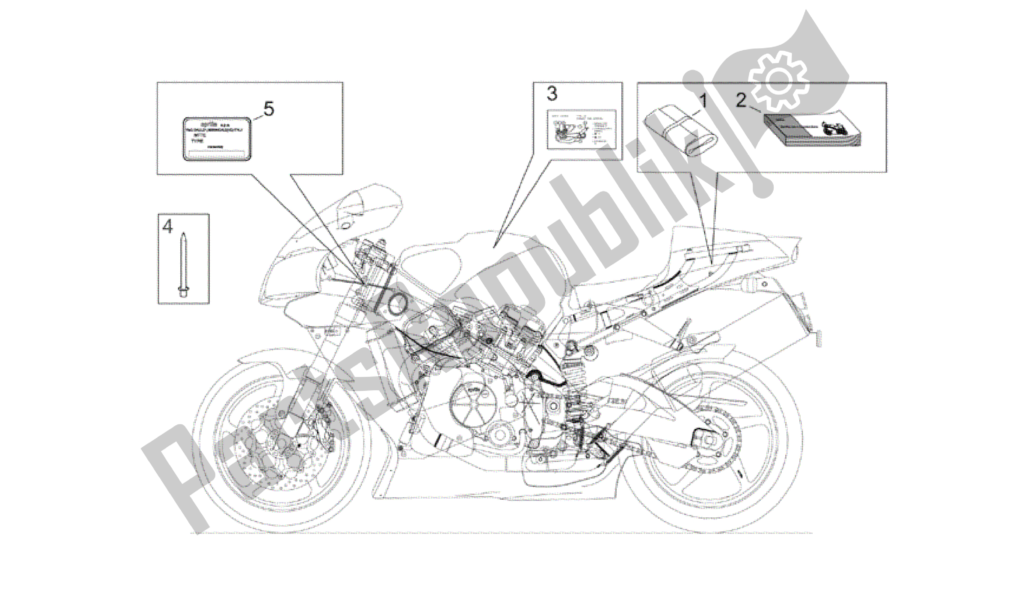 Tutte le parti per il Set Di Piatti E Manuali del Aprilia RSV Mille R 3963 1000 2003