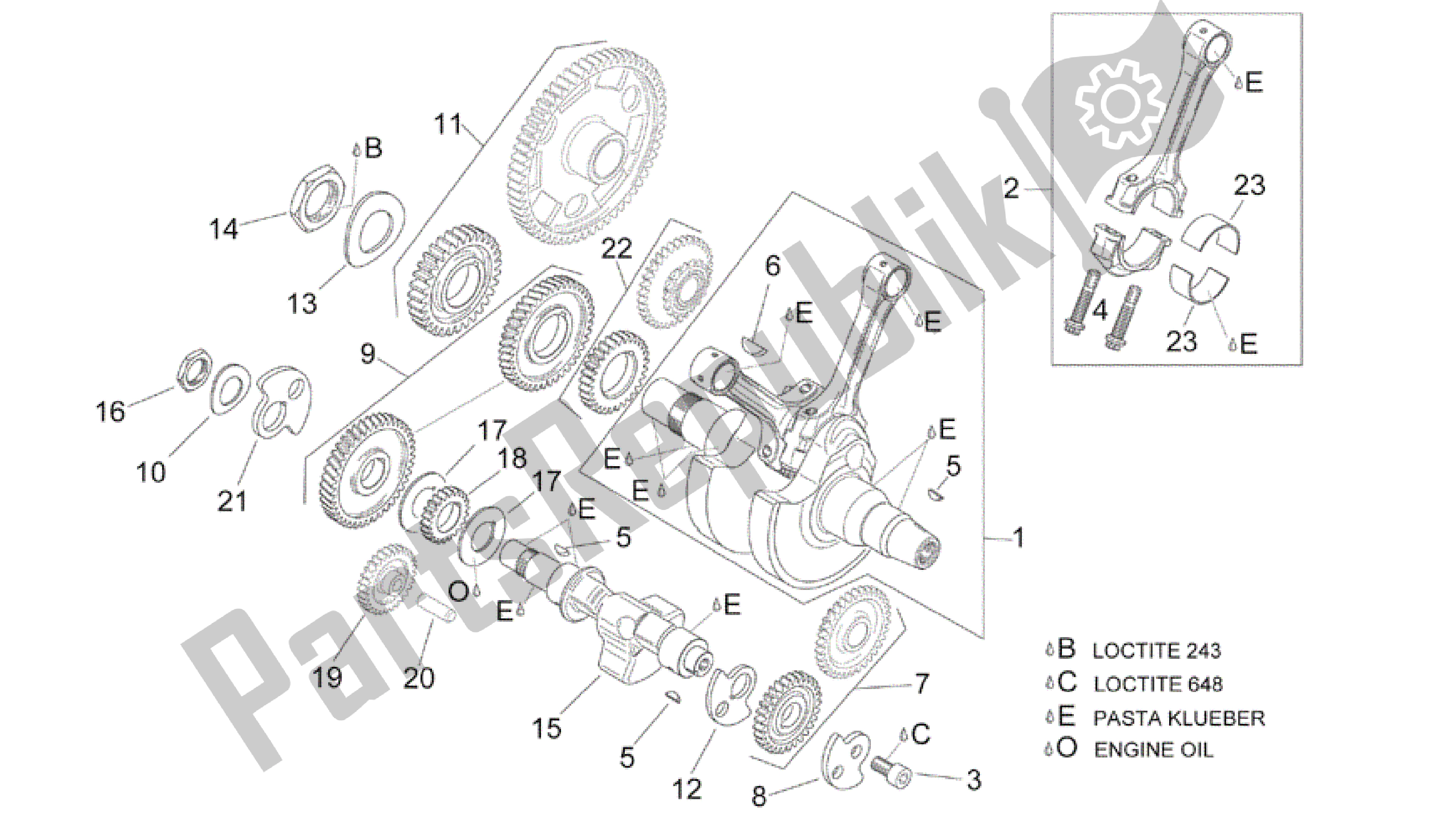 Tutte le parti per il Albero Motore I del Aprilia RSV Mille R 3963 1000 2003