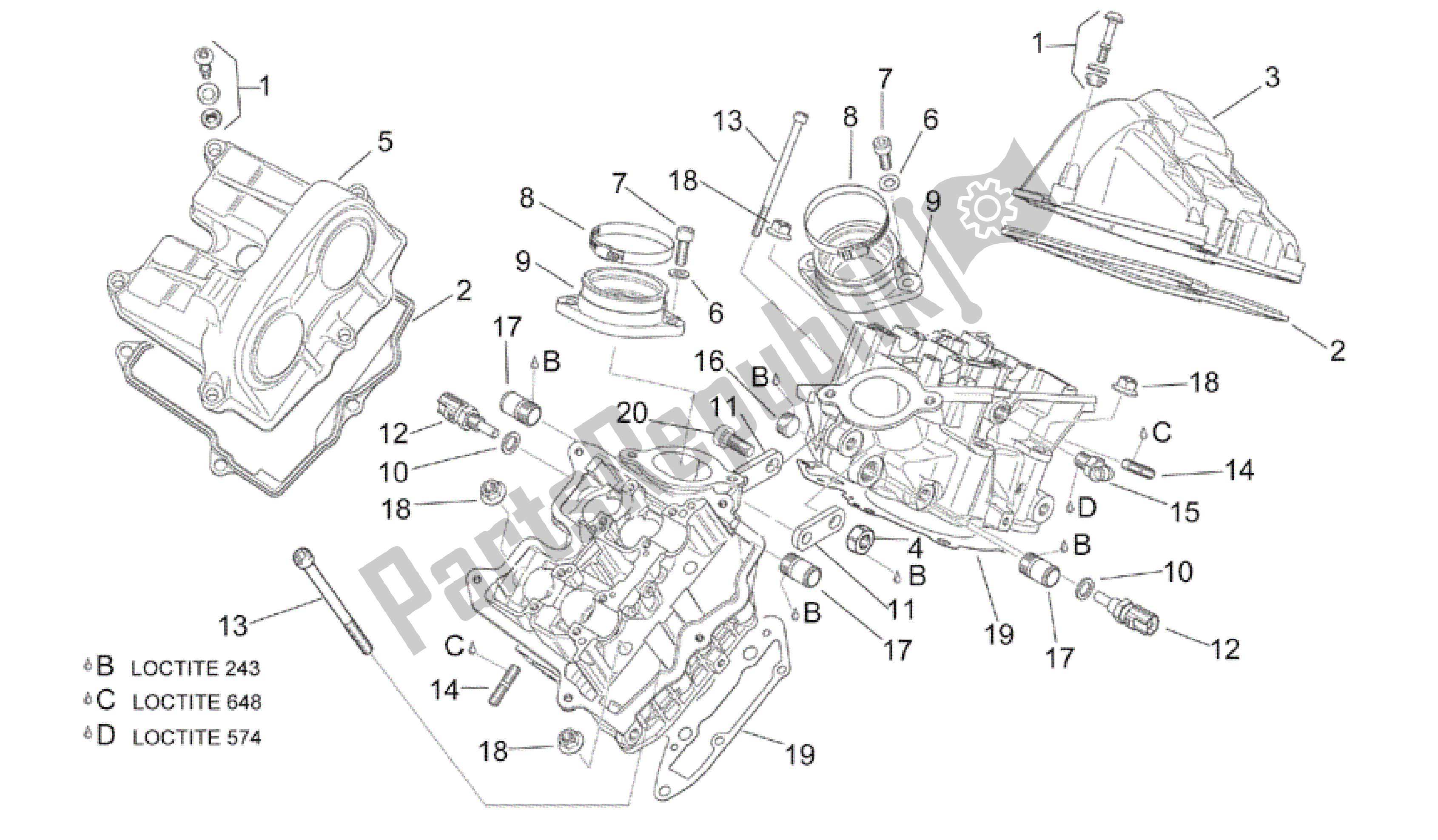 Alle Teile für das Ventildeckel des Aprilia RSV Mille R 3963 1000 2003