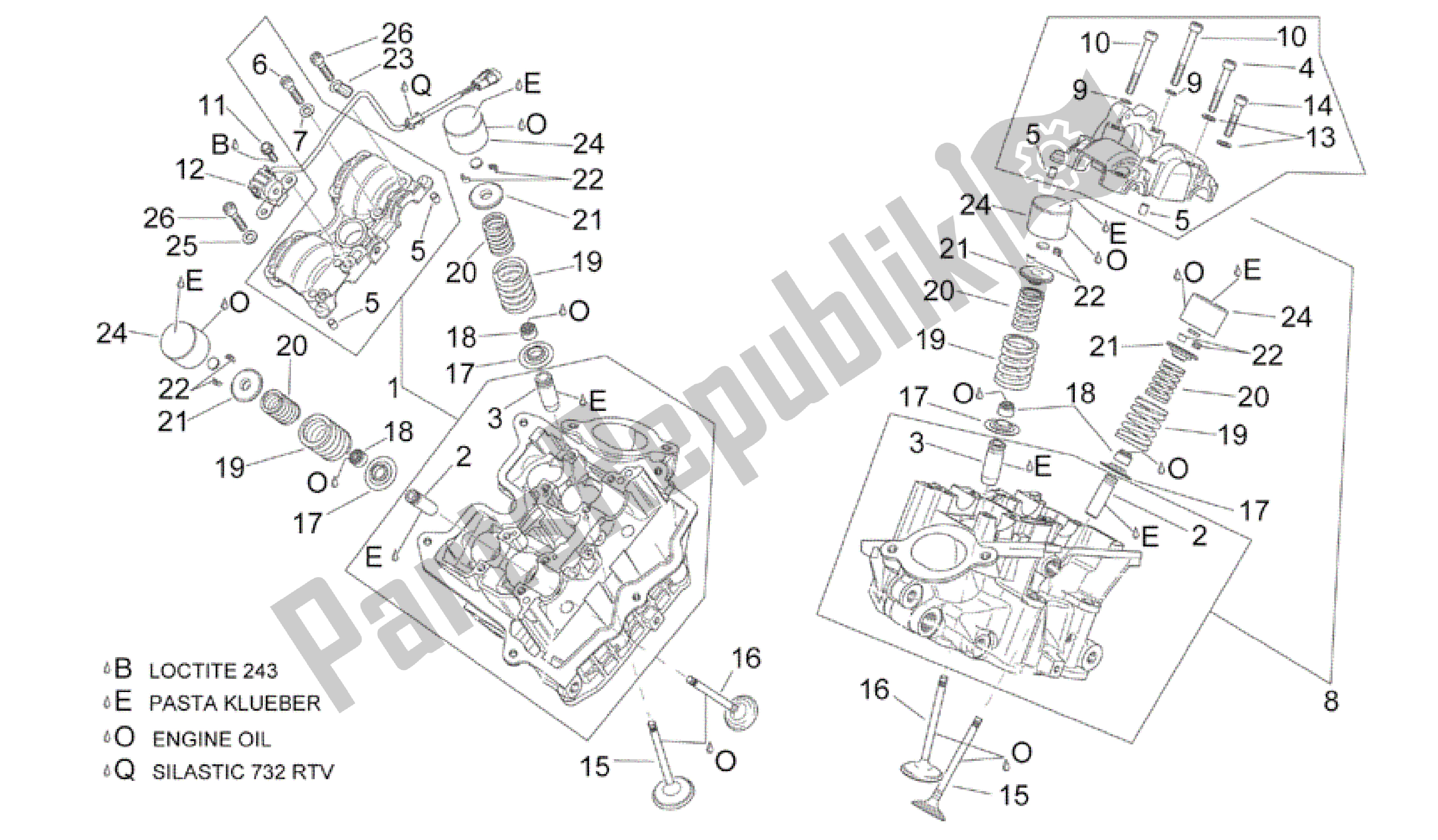 All parts for the Cylinder Head And Valves of the Aprilia RSV Mille R 3963 1000 2003