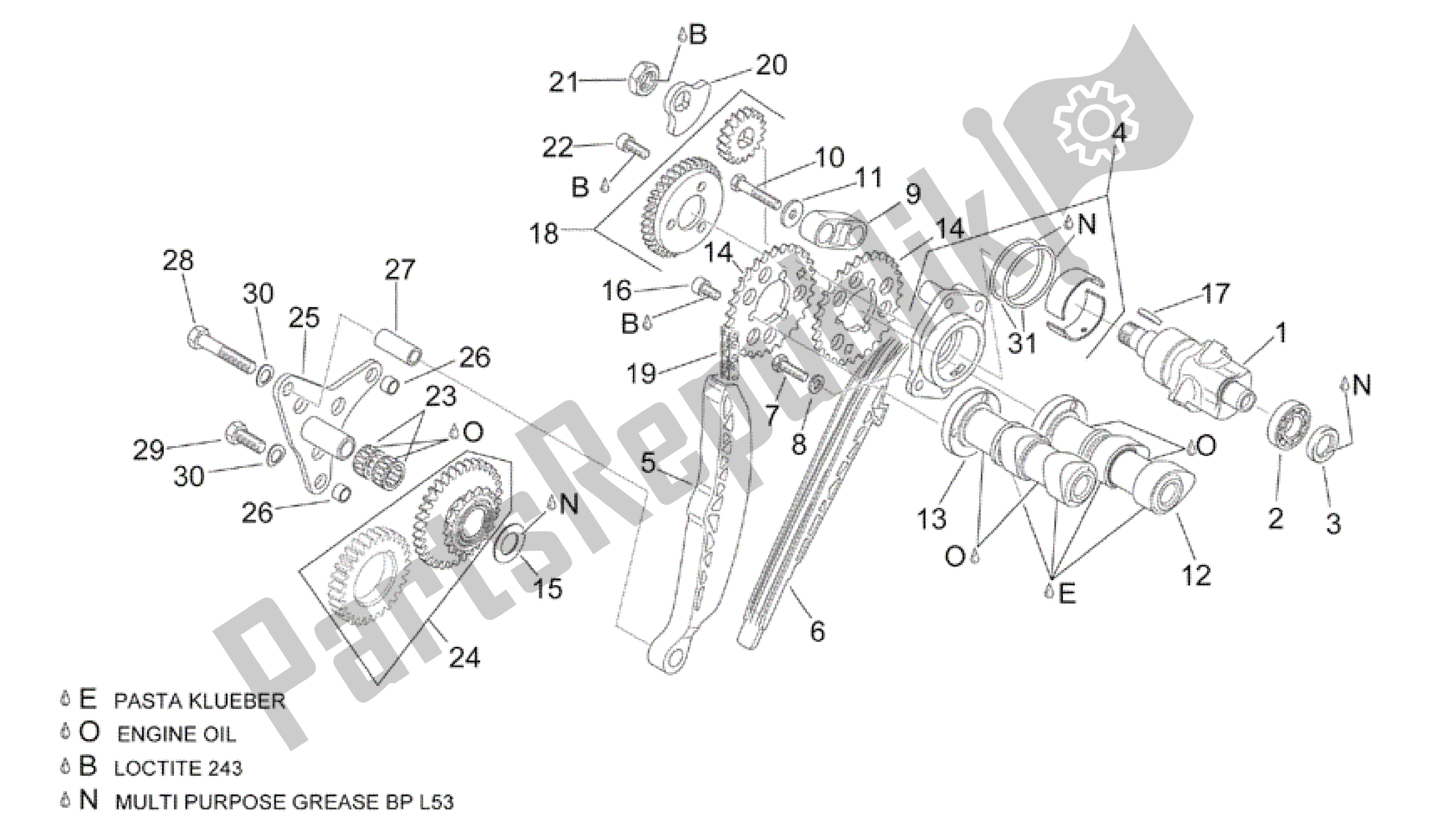 All parts for the Rear Cylinder Timing System of the Aprilia RSV Mille R 3963 1000 2003