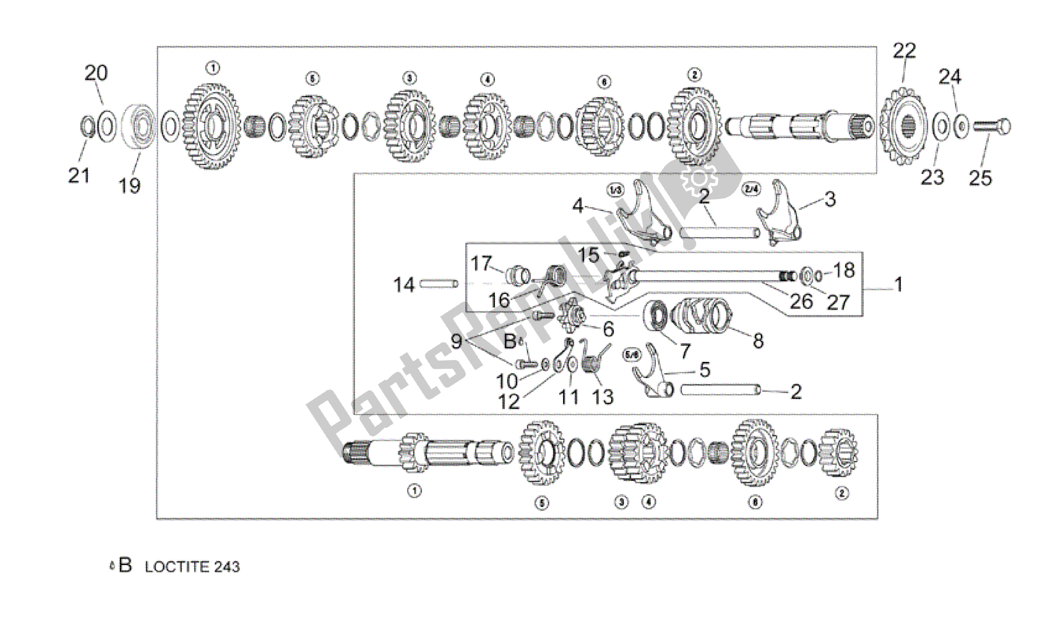 Todas as partes de Seletor De Caixa De Engrenagens do Aprilia RSV Mille R 3963 1000 2003