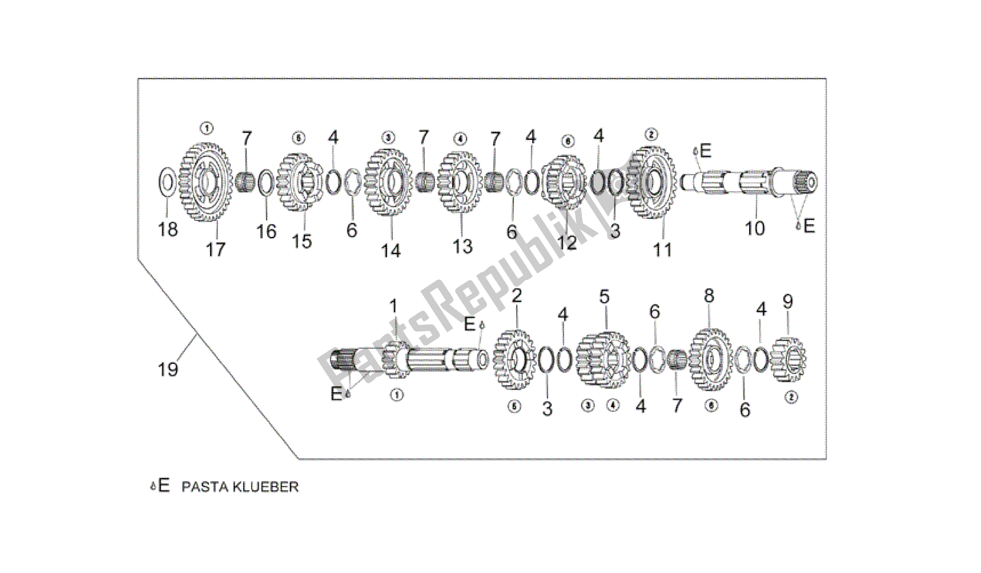 All parts for the Gear Box of the Aprilia RSV Mille R 3963 1000 2003