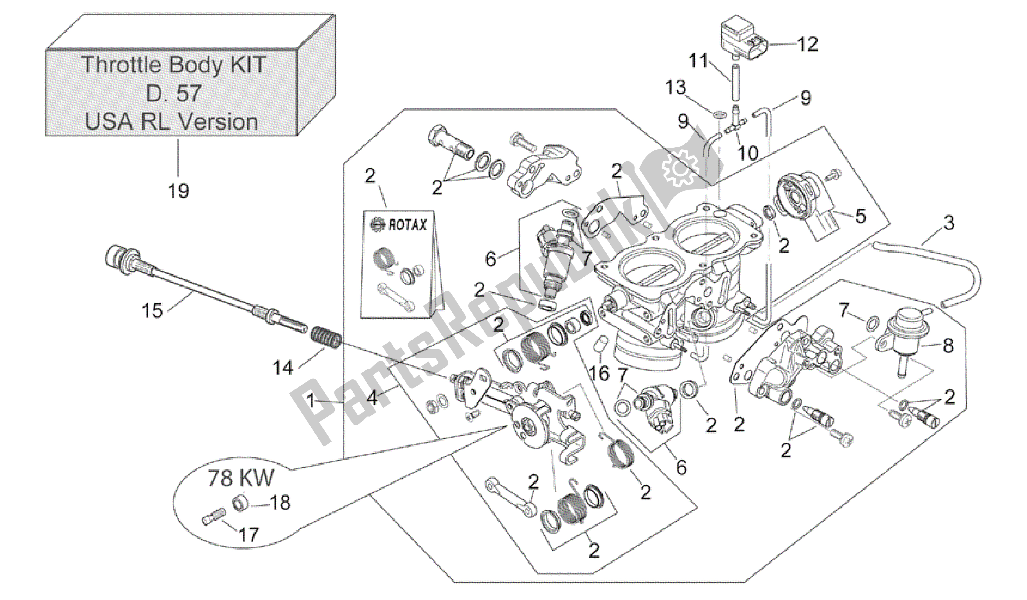 Alle onderdelen voor de Gasklephuis van de Aprilia RSV Mille R 3963 1000 2003