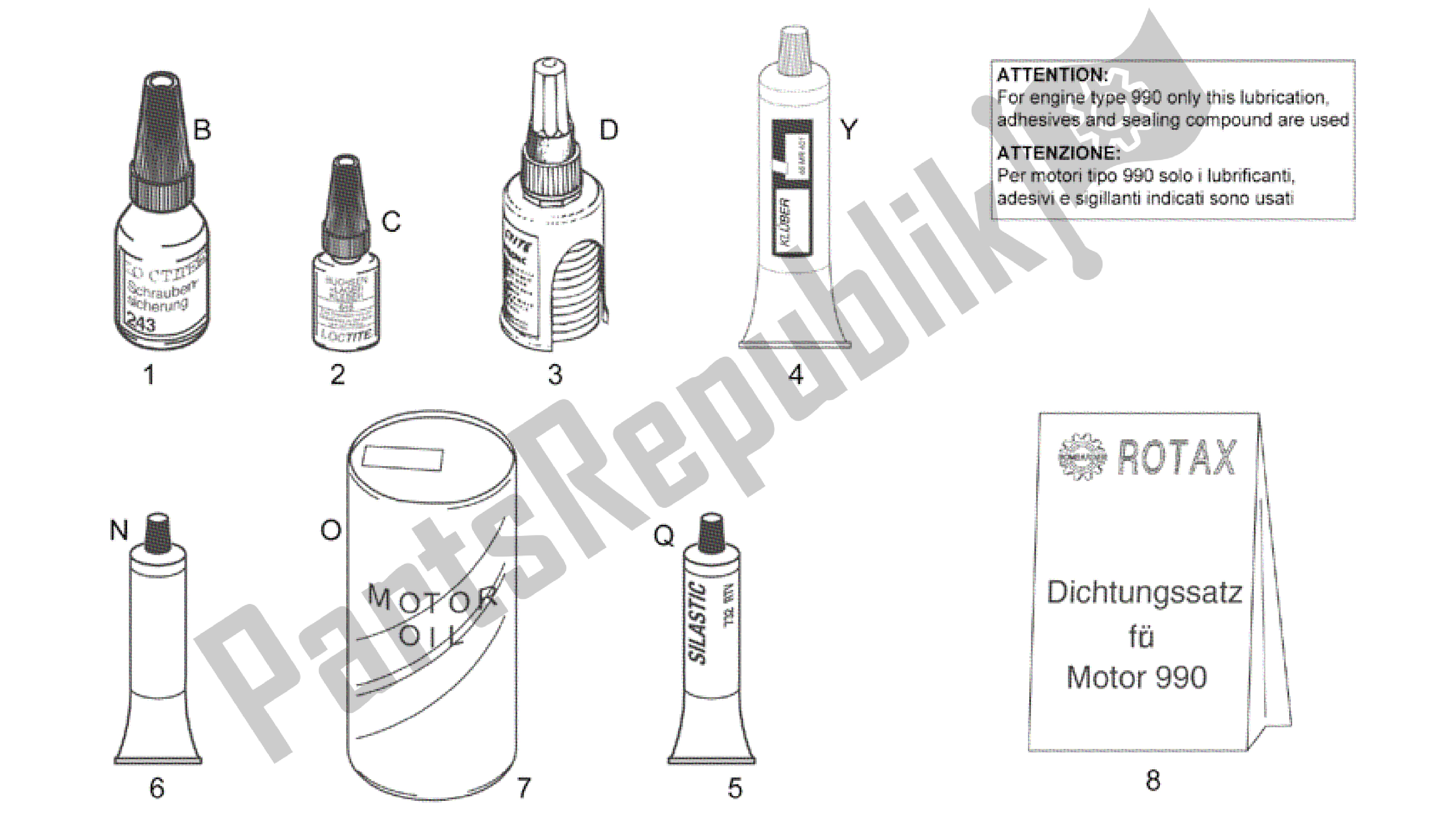 All parts for the Sealing And Lubricating Agents of the Aprilia RSV Mille R 3963 1000 2003