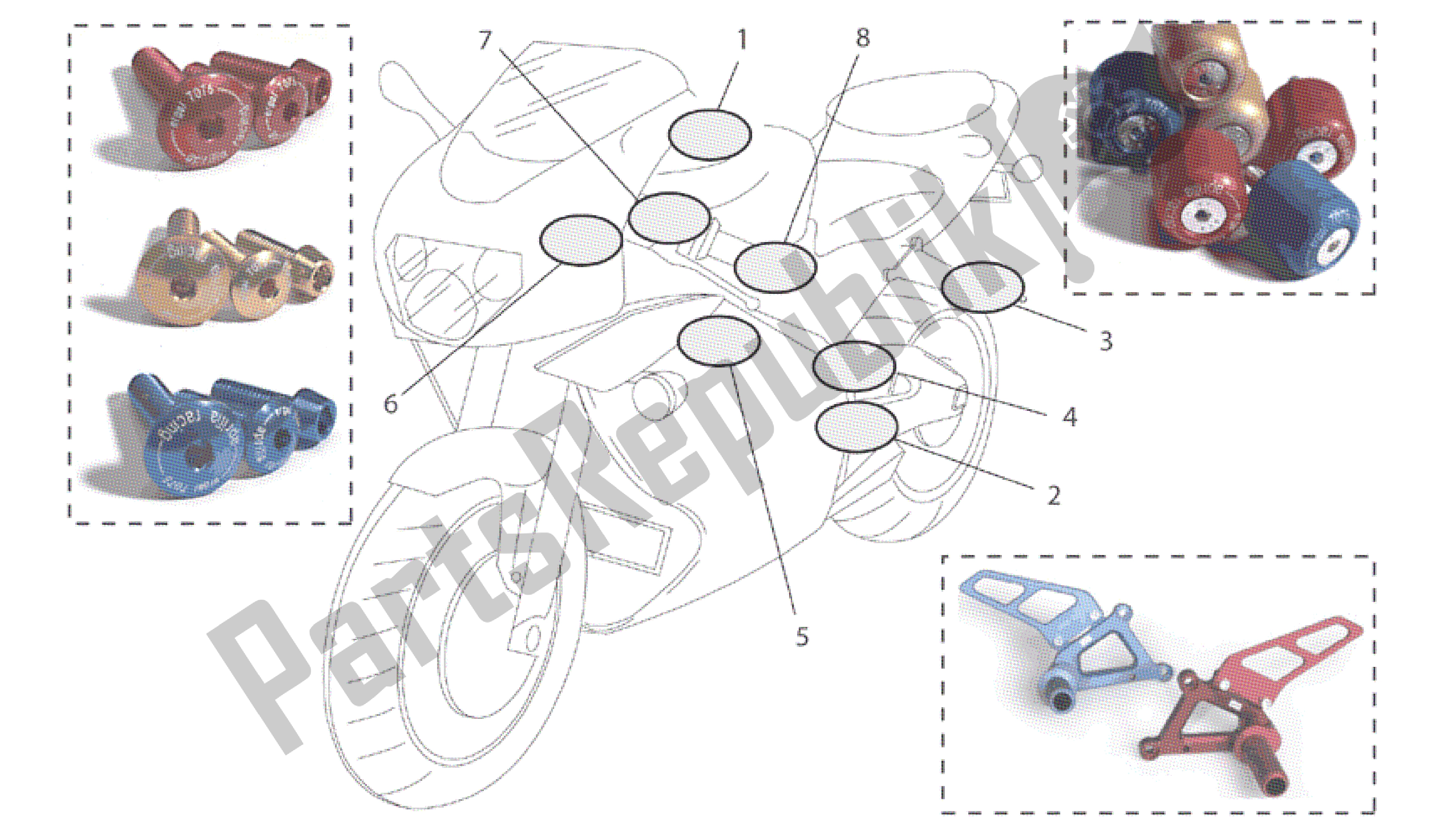 All parts for the Acc. - Cyclistic Components Ii of the Aprilia RSV Mille R 3963 1000 2003