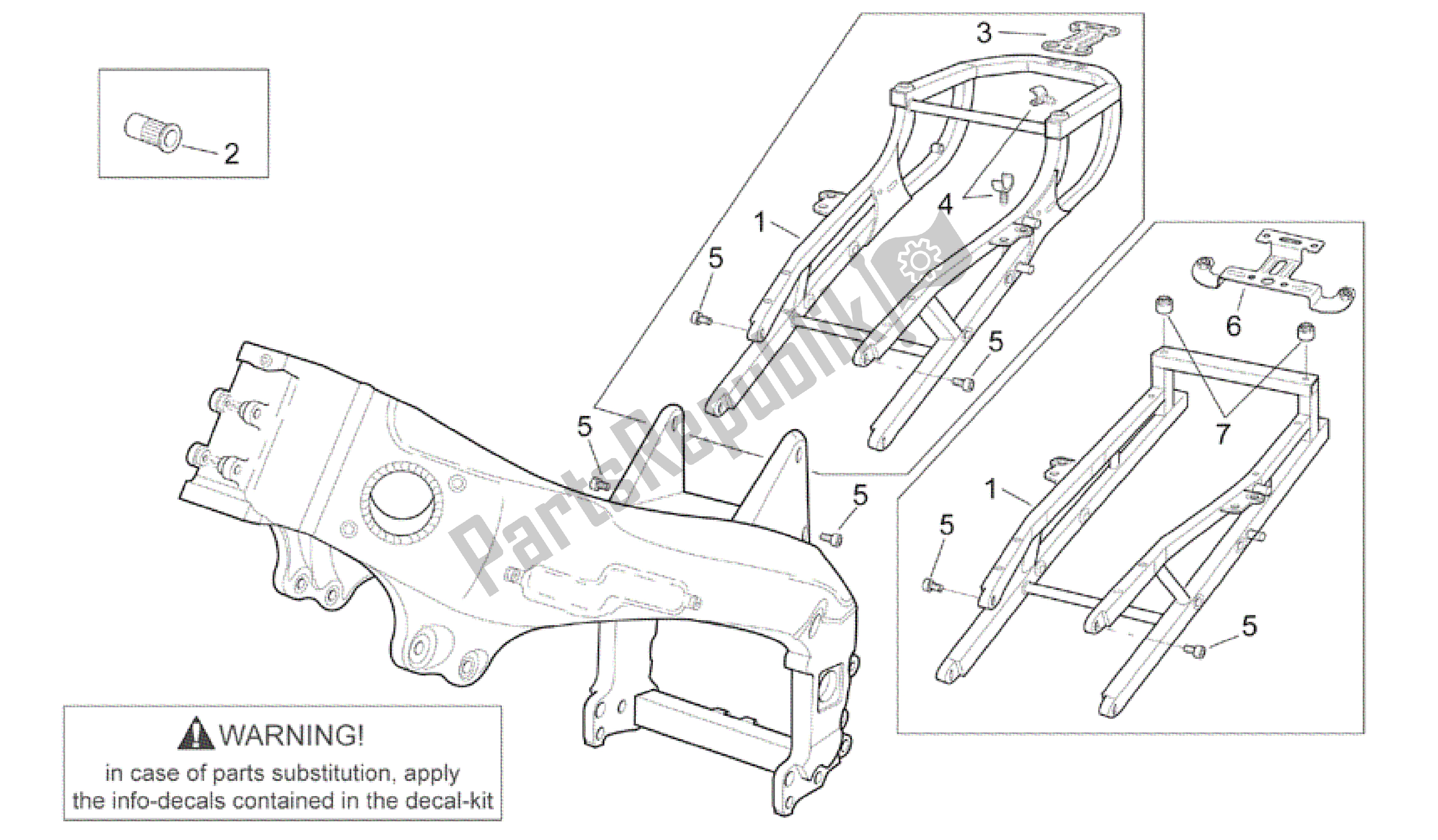 Tutte le parti per il Frame I del Aprilia RSV Mille R 3963 1000 2003