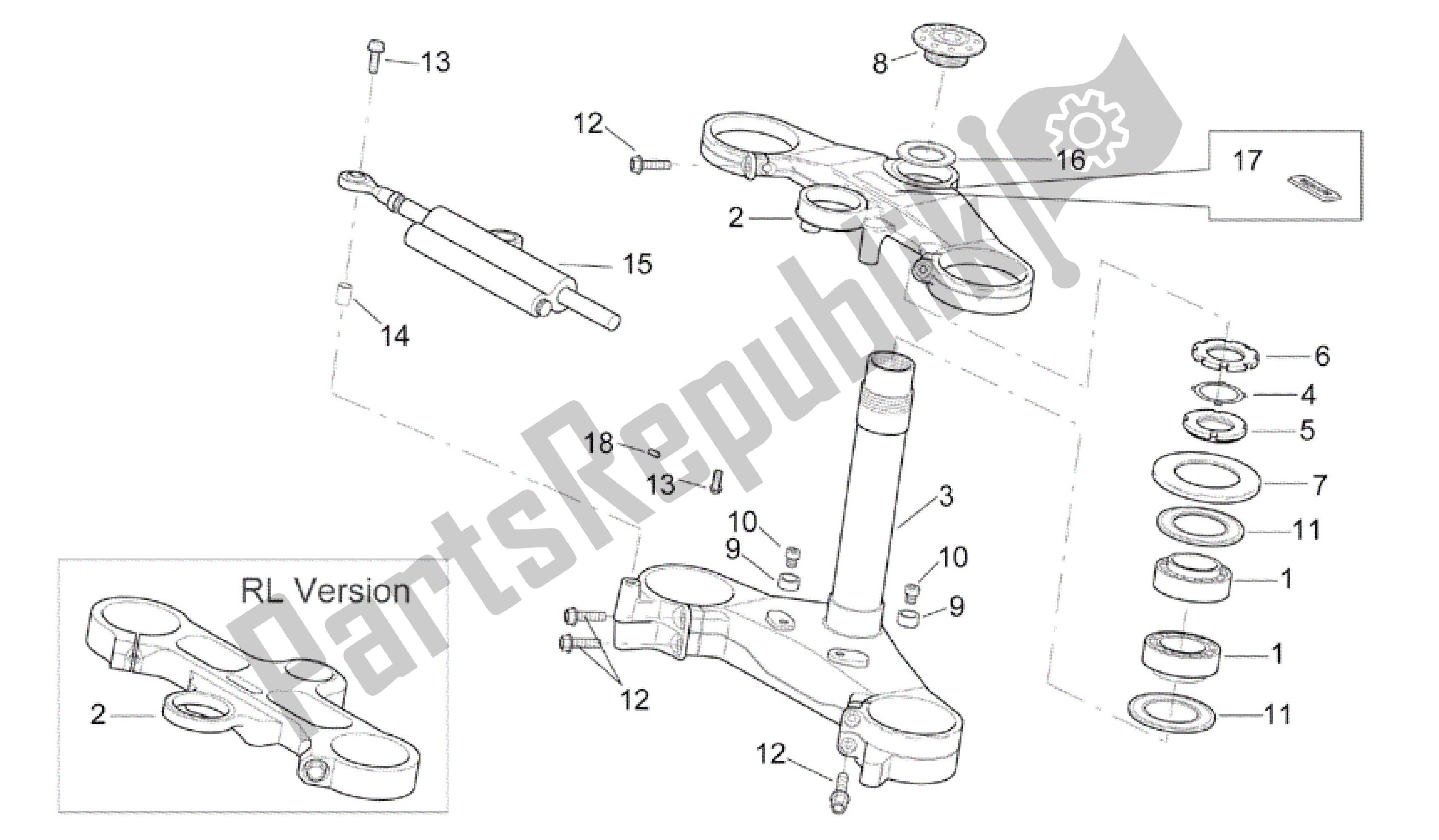 All parts for the Steering of the Aprilia RSV Mille R 3963 1000 2003