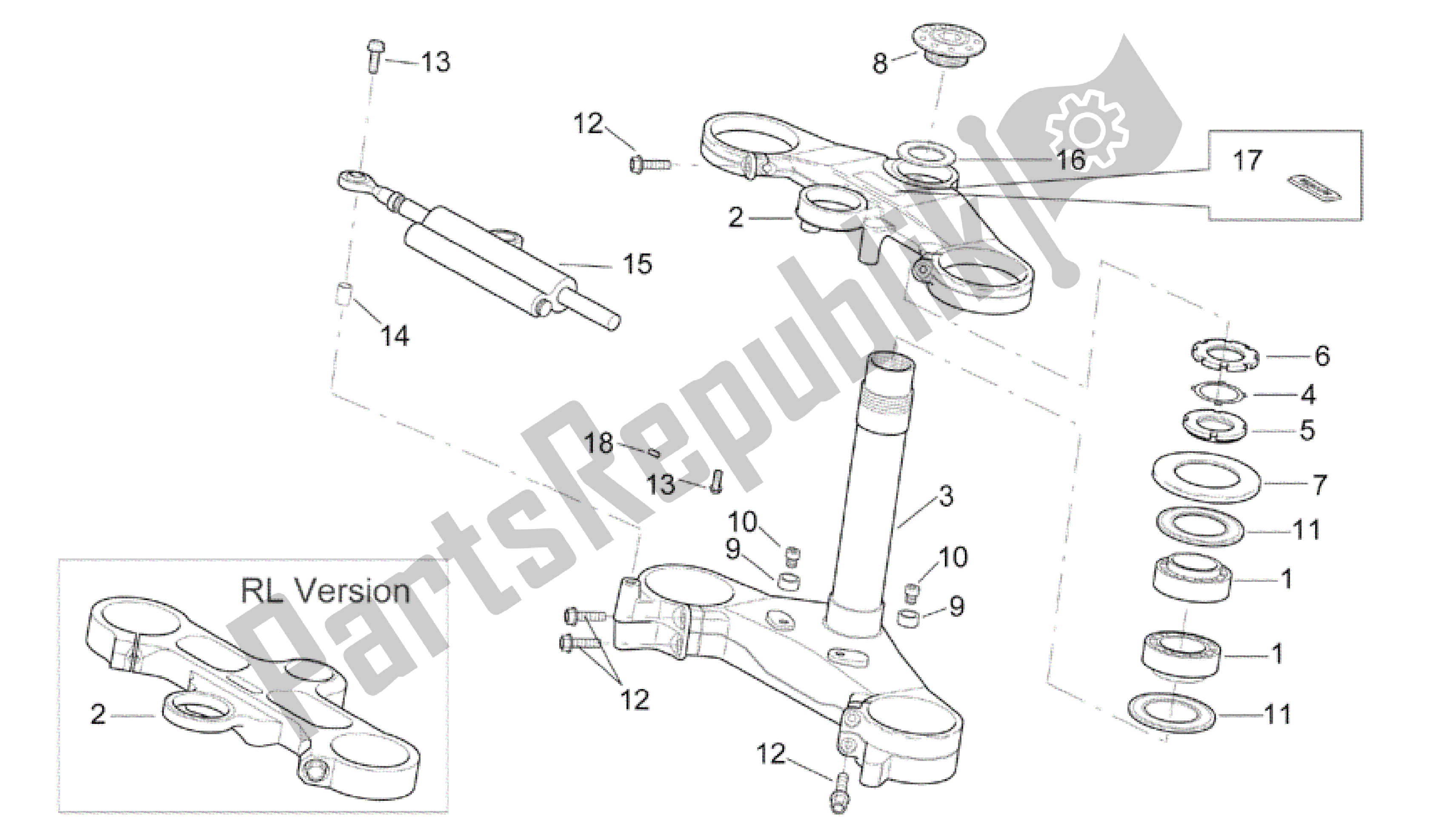 Todas las partes para Direccion de Aprilia RSV Mille R 3963 1000 2003